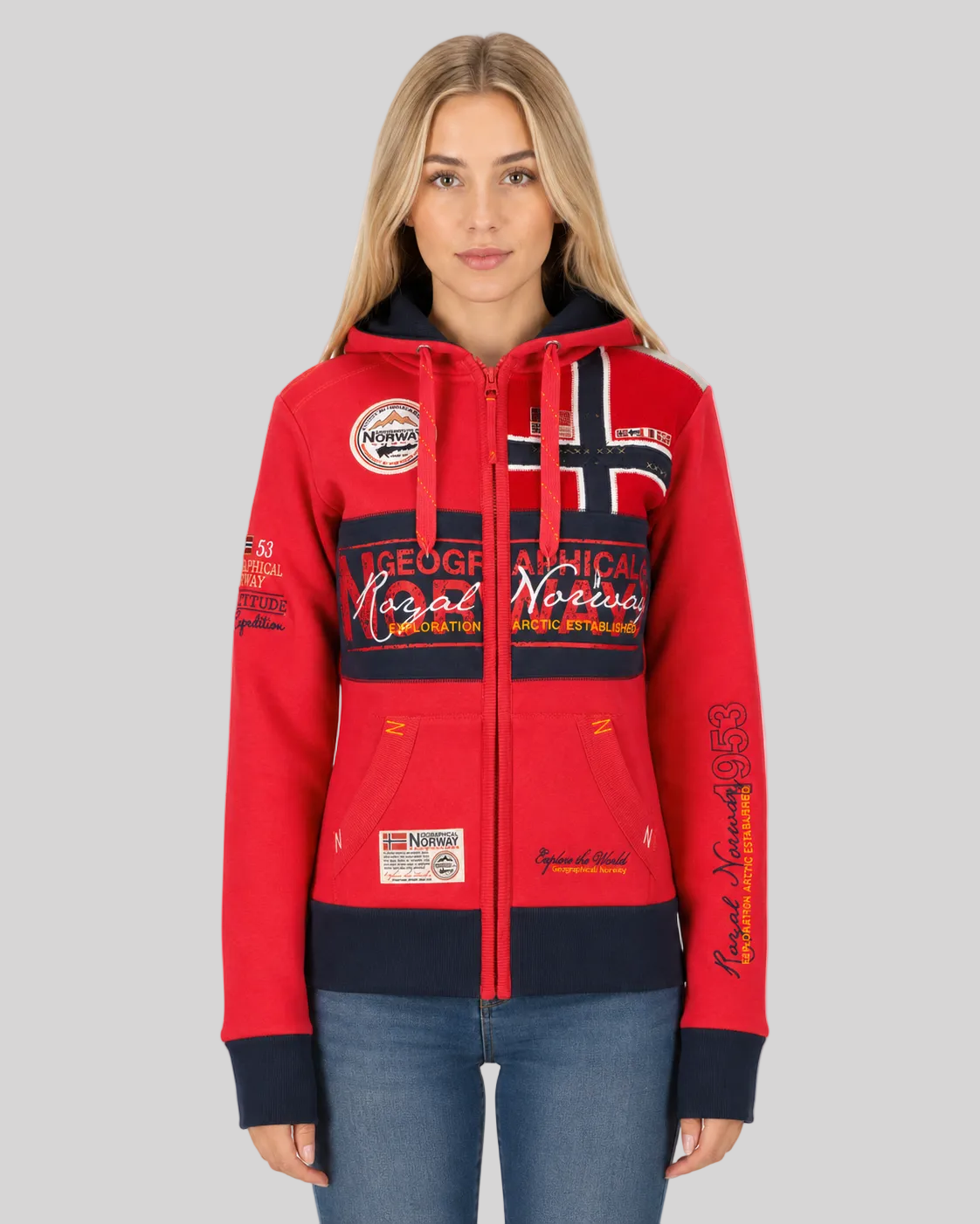 geographical-norway-flyer-damen-sweatshirt-hellgrau-kapuze image 6
