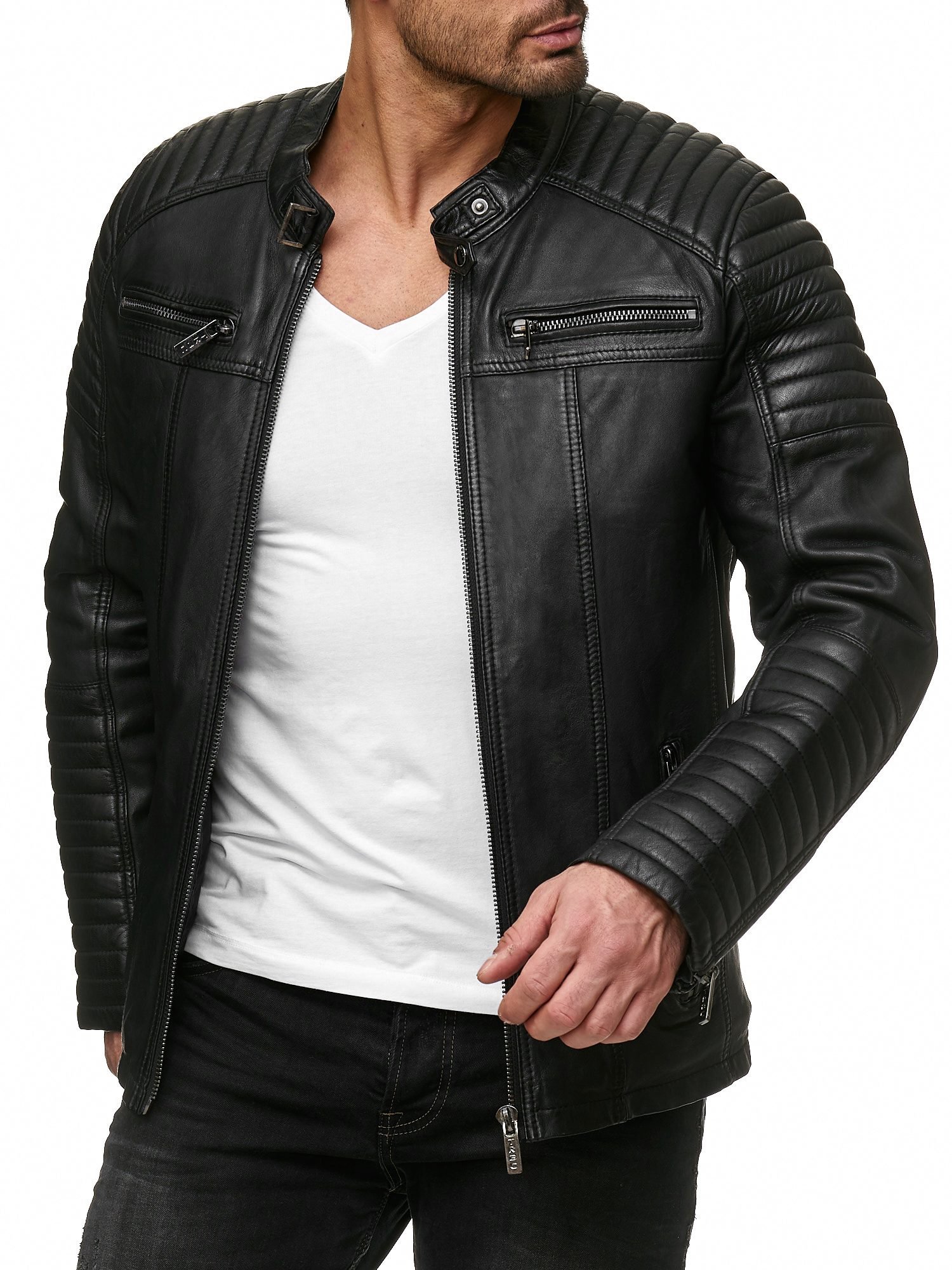redbridge-biker-lederjacke-echtleder-schwarz-3xl-gesteppt image 2