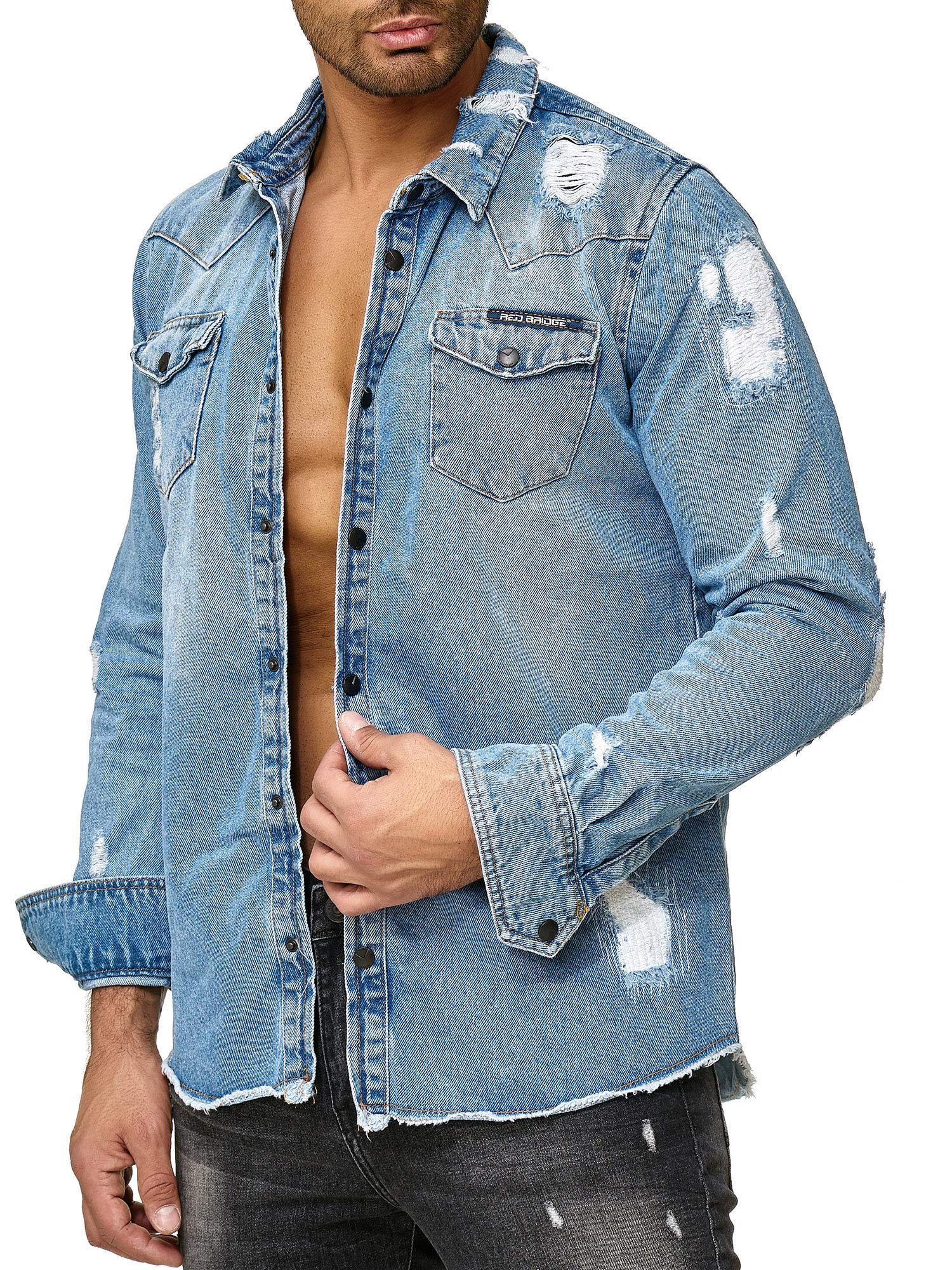 redbridge-jeanshemd-herren-blau-oversized-destroyed-l image 1