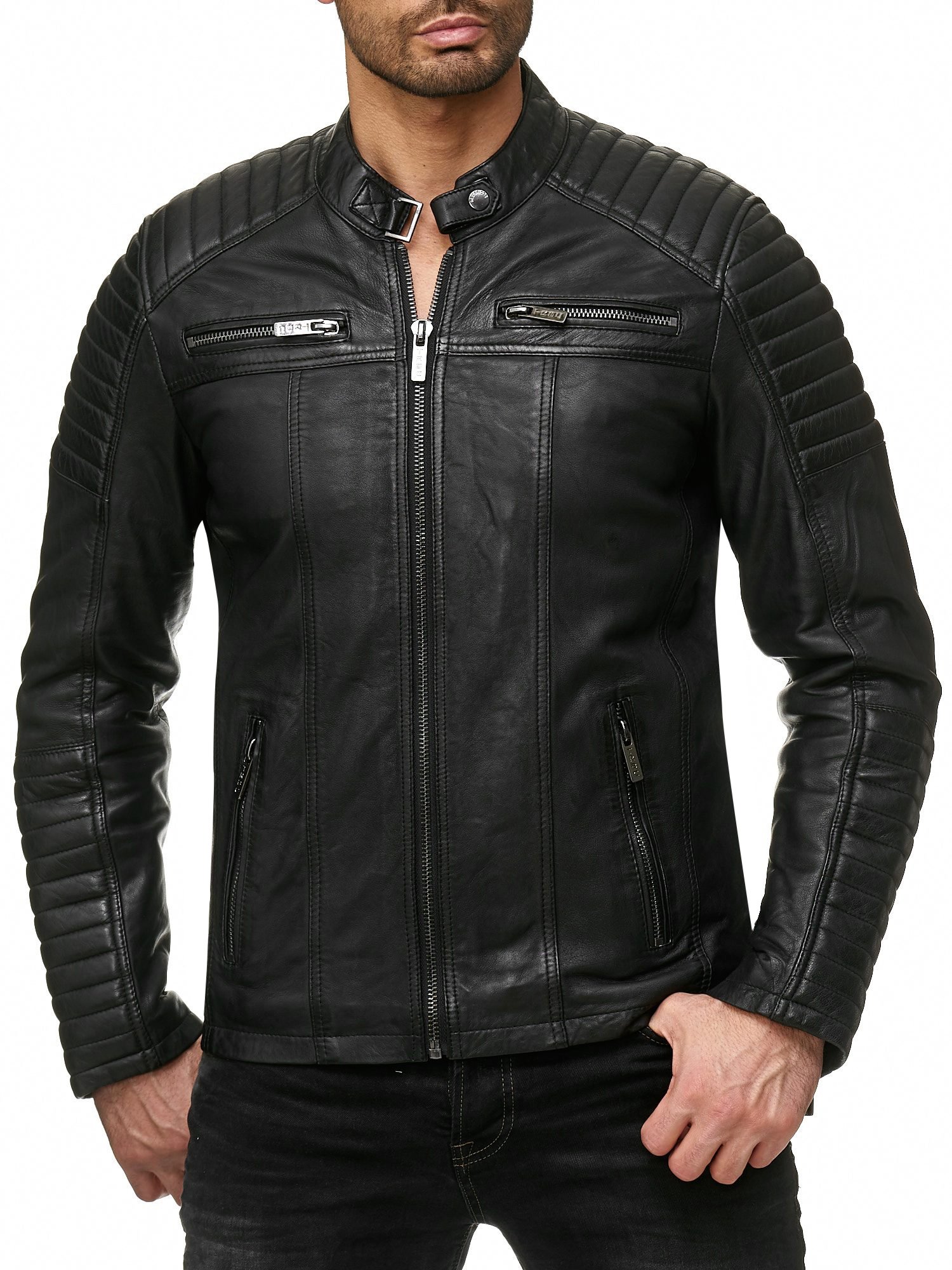 redbridge-biker-lederjacke-echtleder-schwarz-3xl-gesteppt image 4