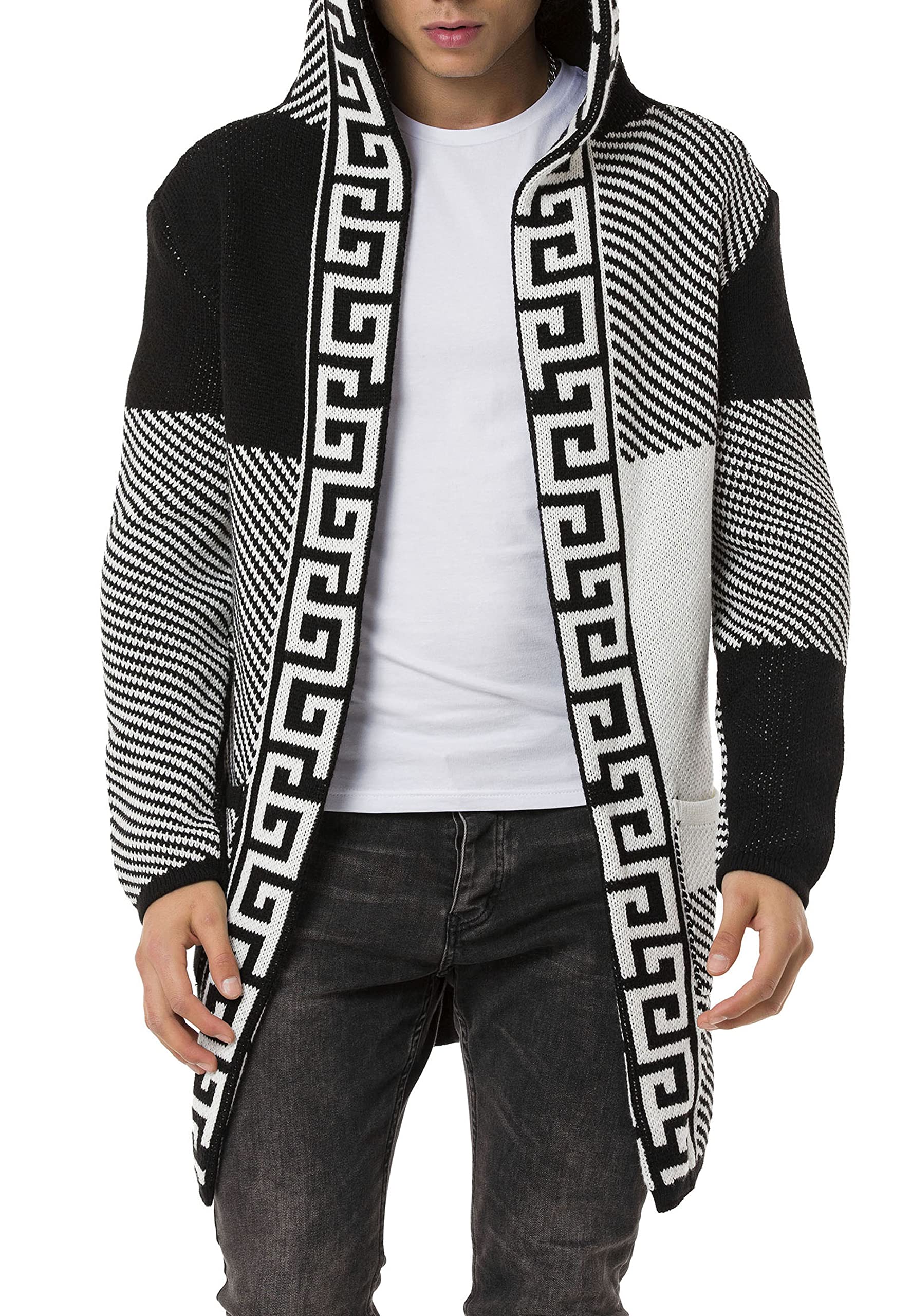 redbridge-cardigans-strickjacke-m3644-kapuze-schwarz-wei-lang image 2