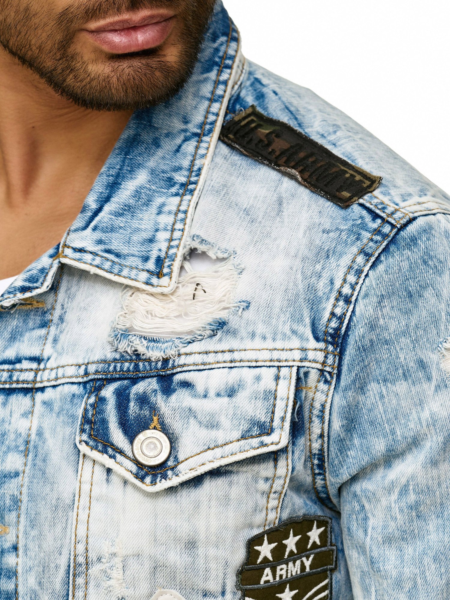 redbridge-jeansjacke-herren-denim-vintage-used-look-patches image 3