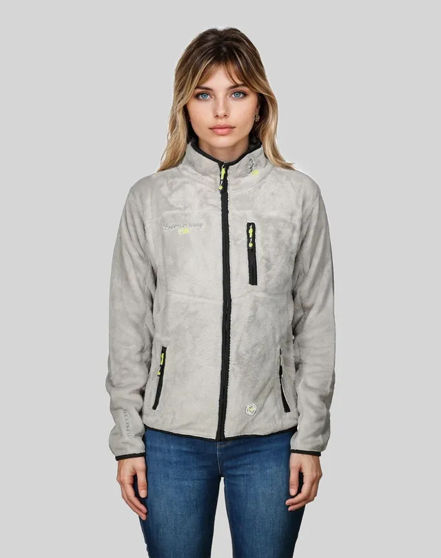 geographical-norway-tamoureuse-damen-fleecejacke-hellgrau-taschen image 1