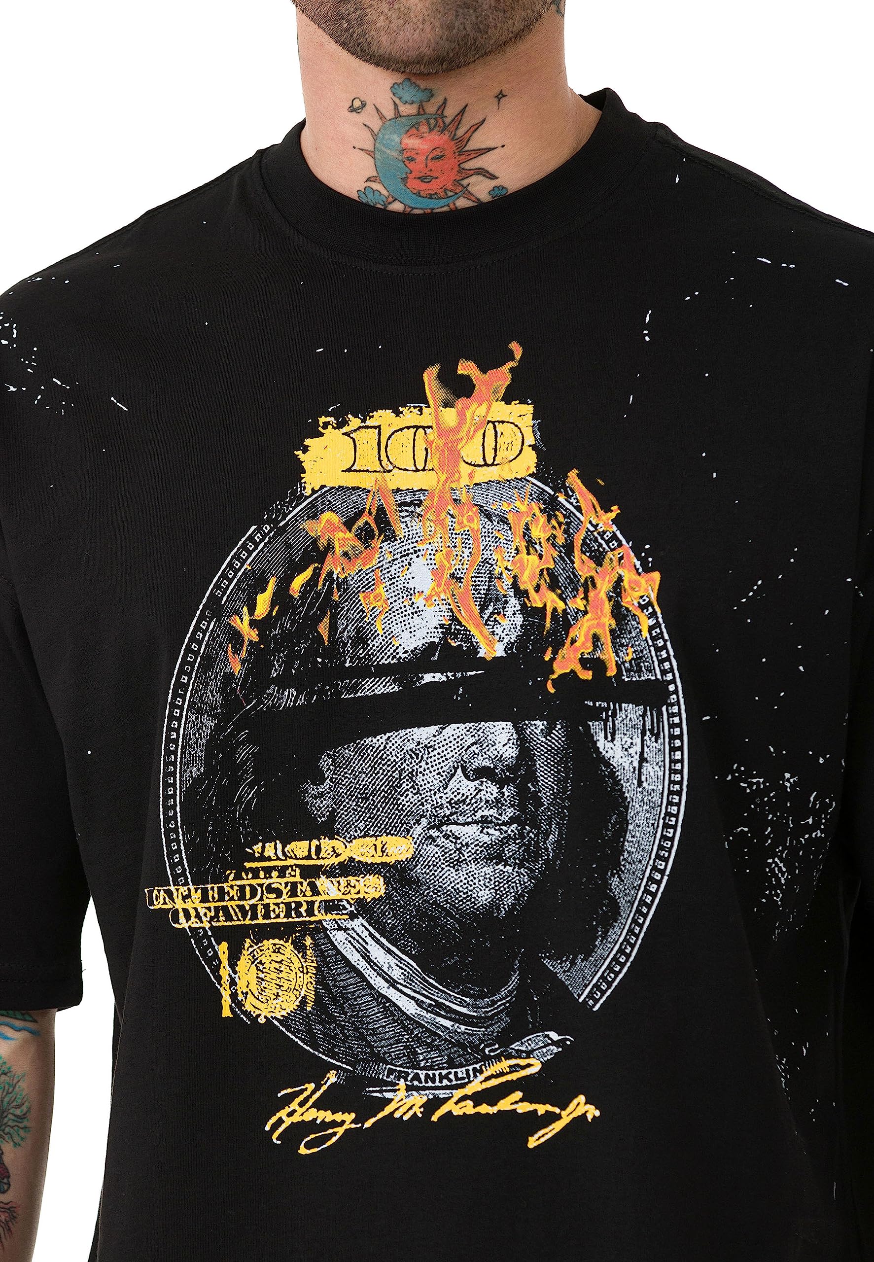 redbridge-t-shirts-t-shirt-herren-schwarz-dollar-print-baumwolle image 4