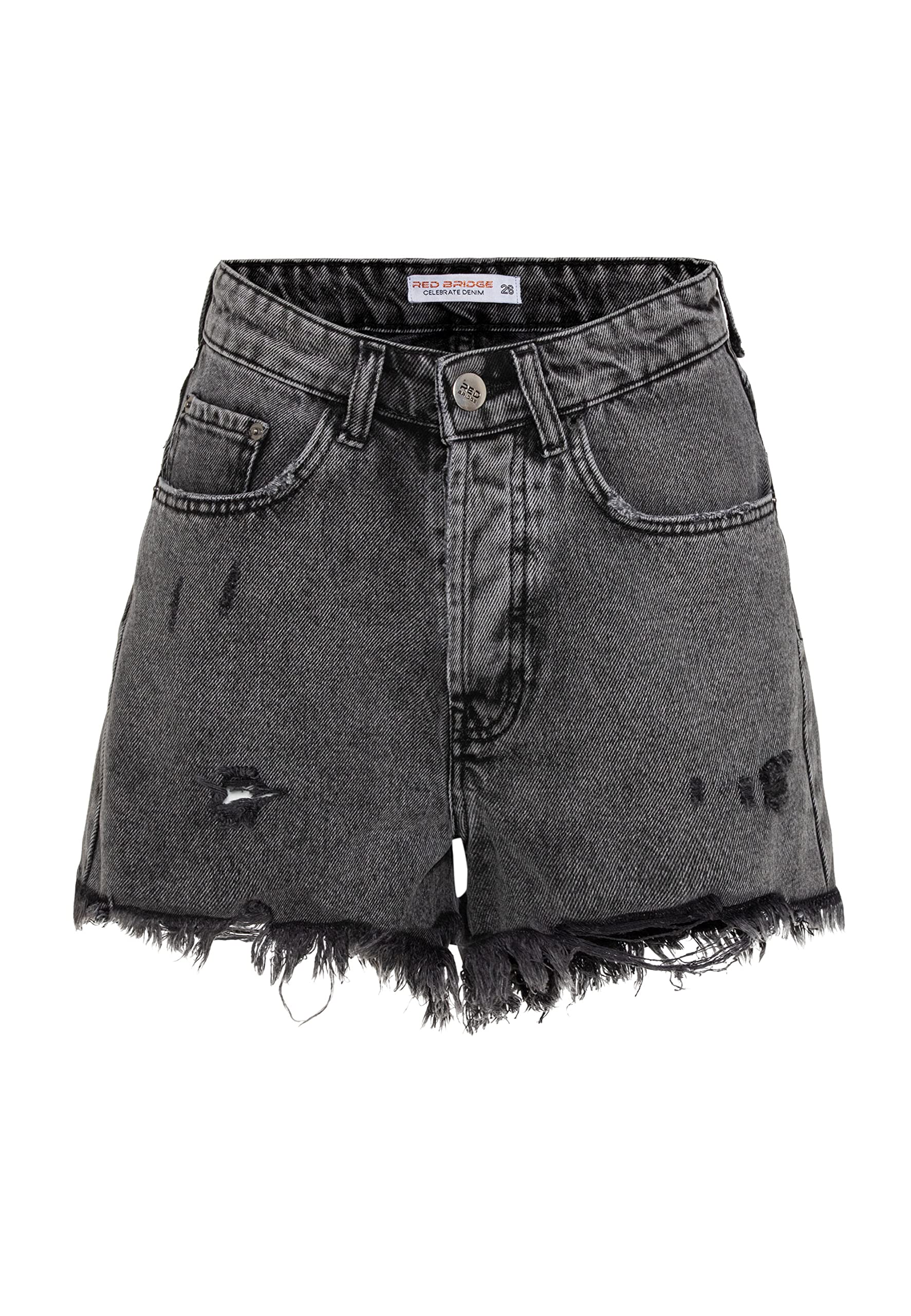 redbridge-jeansshorts-damen-grau-w25-high-waist-kurze-hose image 5