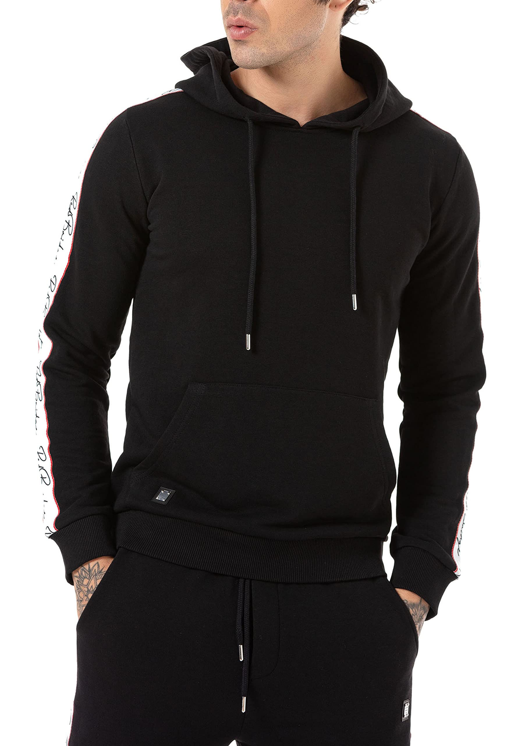 redbridge-streifen-kapuzenpullover-herren-schwarz-hoodie image 4