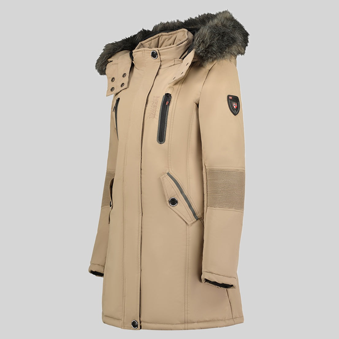geographical-norway-coraly-parka-damen-schwarz-kunstfell-kapuze image 4