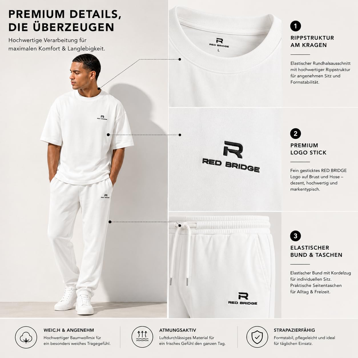 redbridge-jogginganzug-herren-set-schwarz-t-shirt-hose-basic image 4
