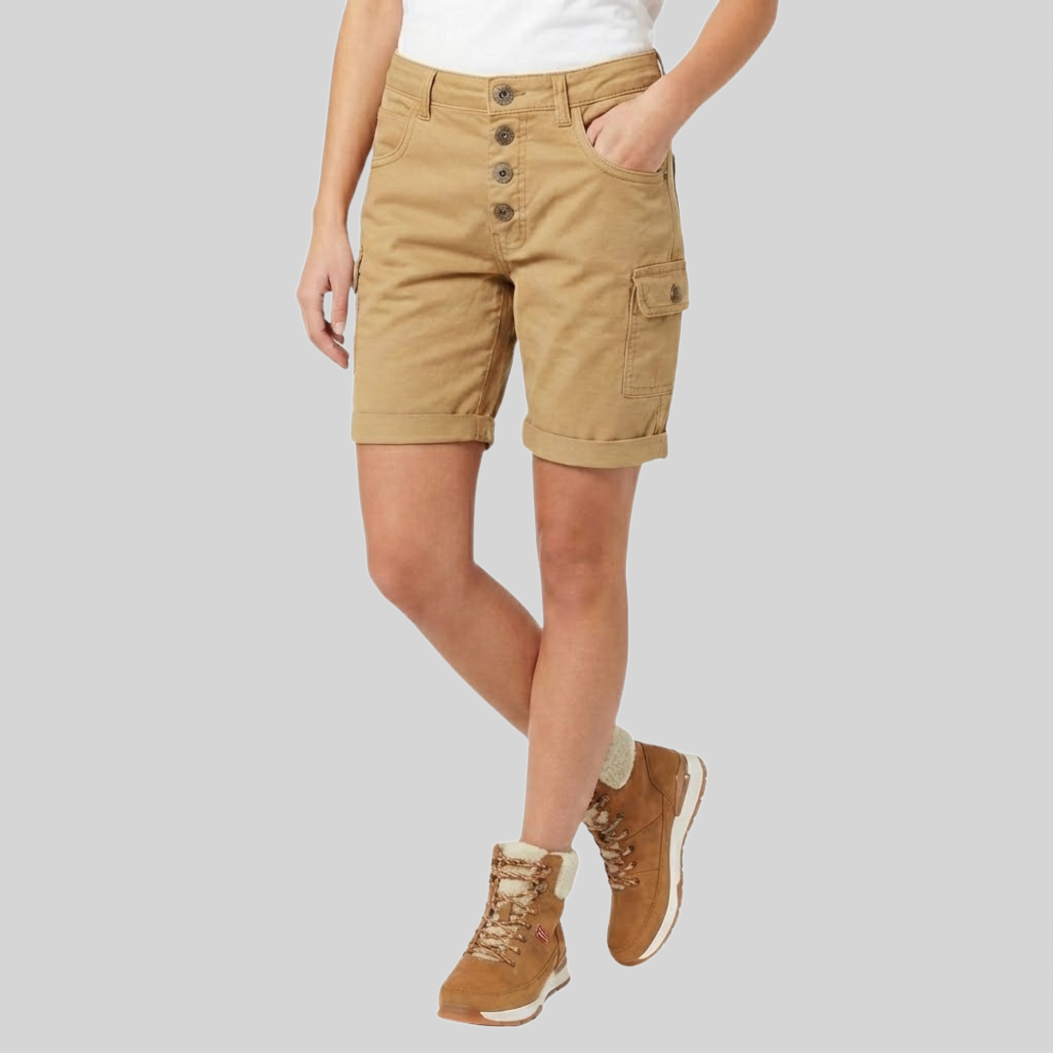 geographical-norway-polla-damen-bermuda-beige-baumwoll-stretch-shorts image 1