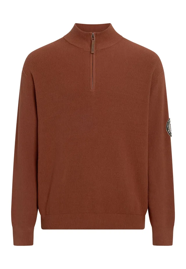 bench-alvar-herren-strickpullover-rustic-brown-viertelzip image 1