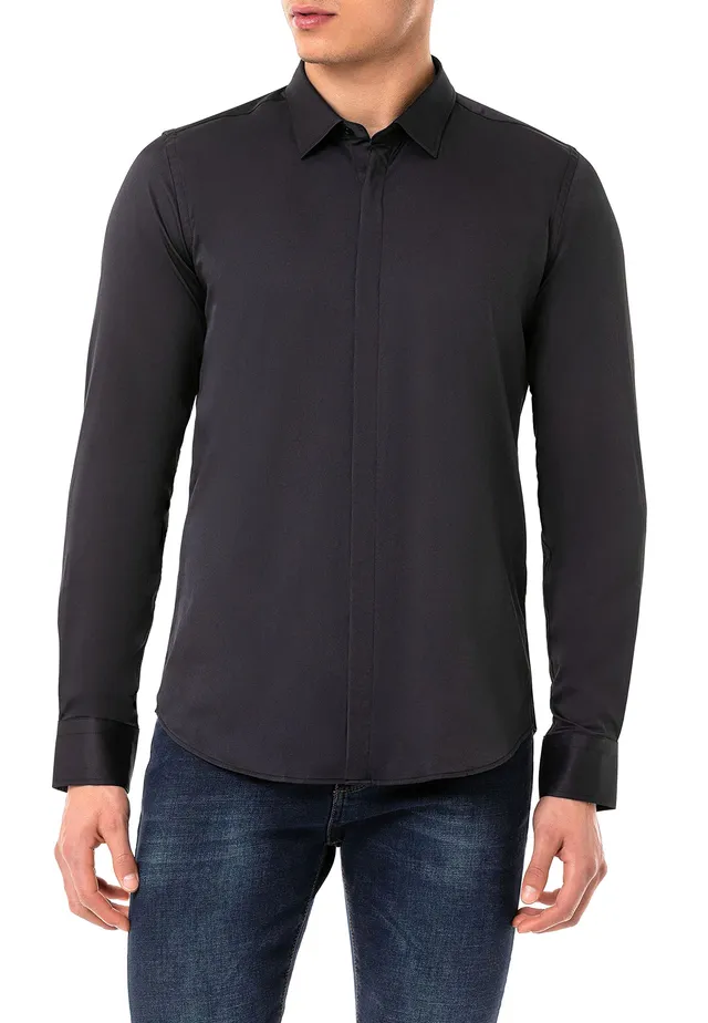 redbridge-hemden-herren-hemd-langarm-basic-schwarz-l image 1