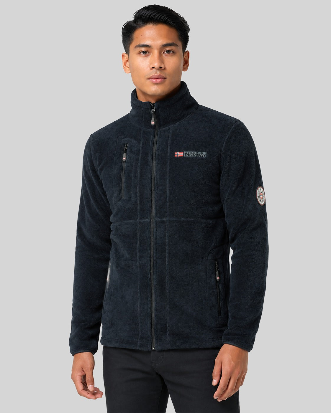 geographical-norway-upload-fleecejacke-herren-schwarz-rei-verschluss image 1