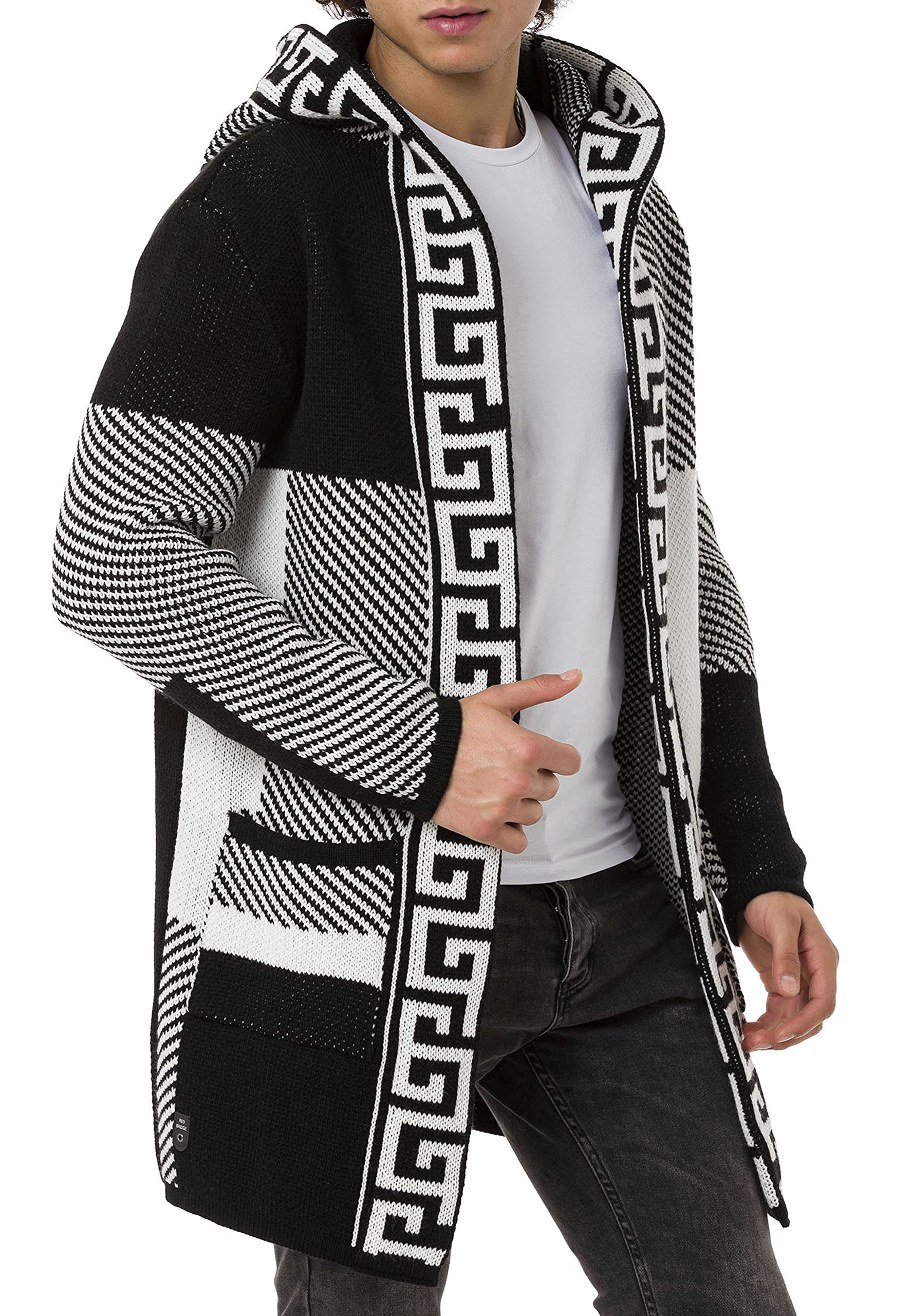 redbridge-cardigans-strickjacke-m3644-kapuze-schwarz-wei-lang image 4