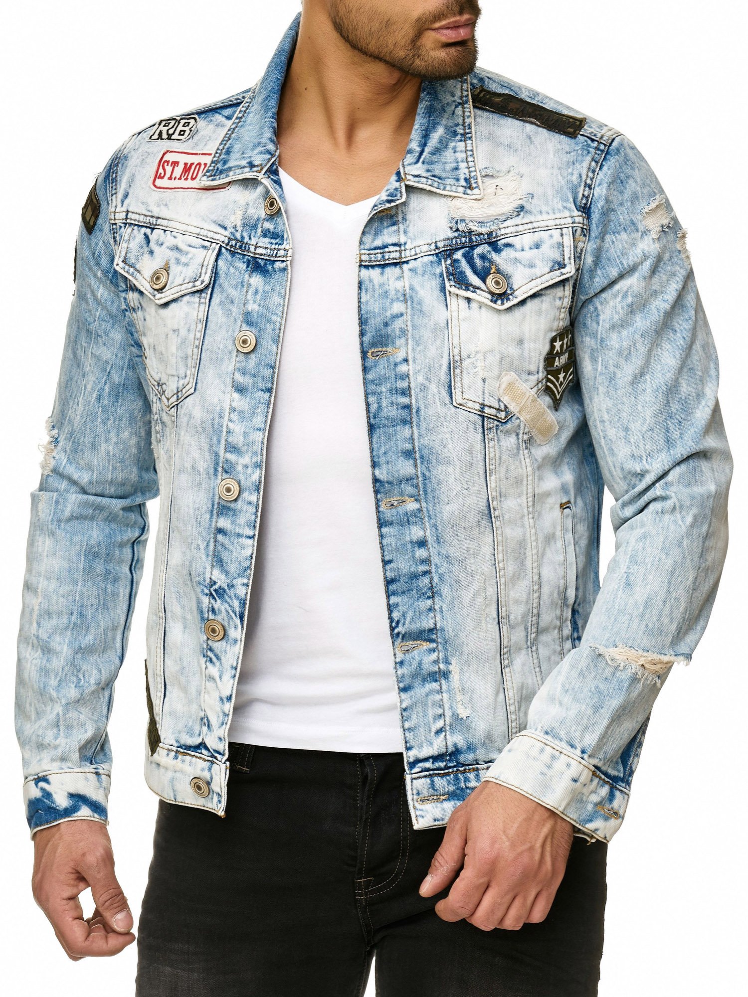 redbridge-jeansjacke-herren-denim-vintage-used-look-patches image 1