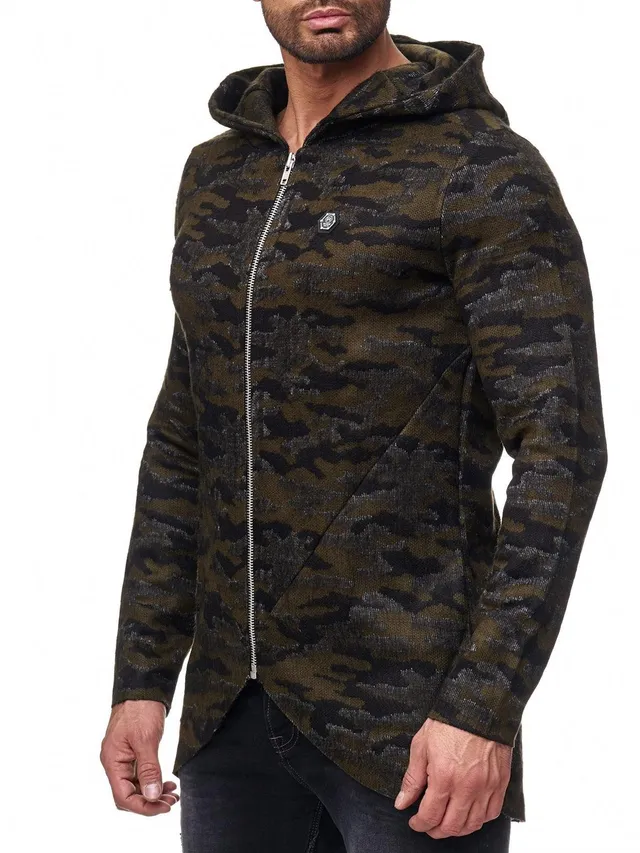 redbridge-cardigans-strickjacke-herren-khaki-camouflage-kapuze-l image 1