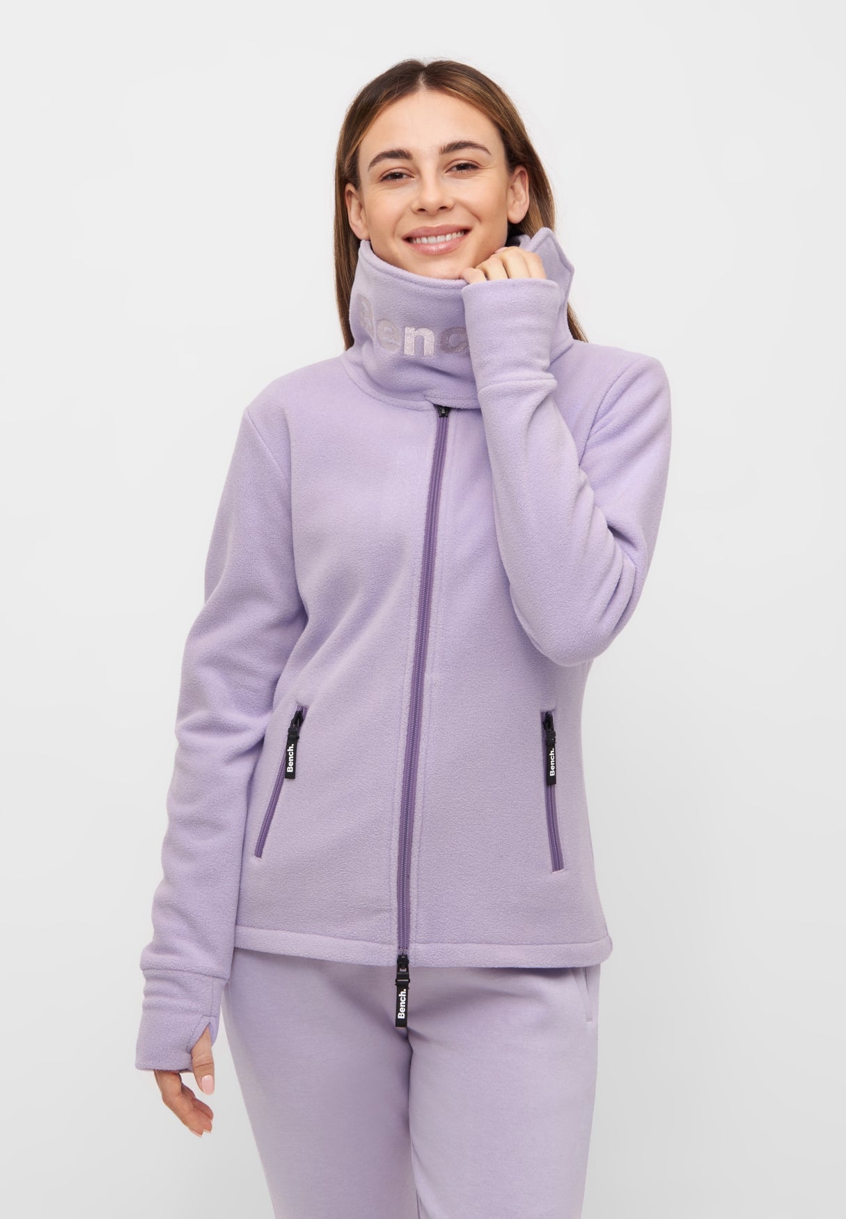 bench-jennae-fleecejacke-damen-navy-funnelneck-retro image 5
