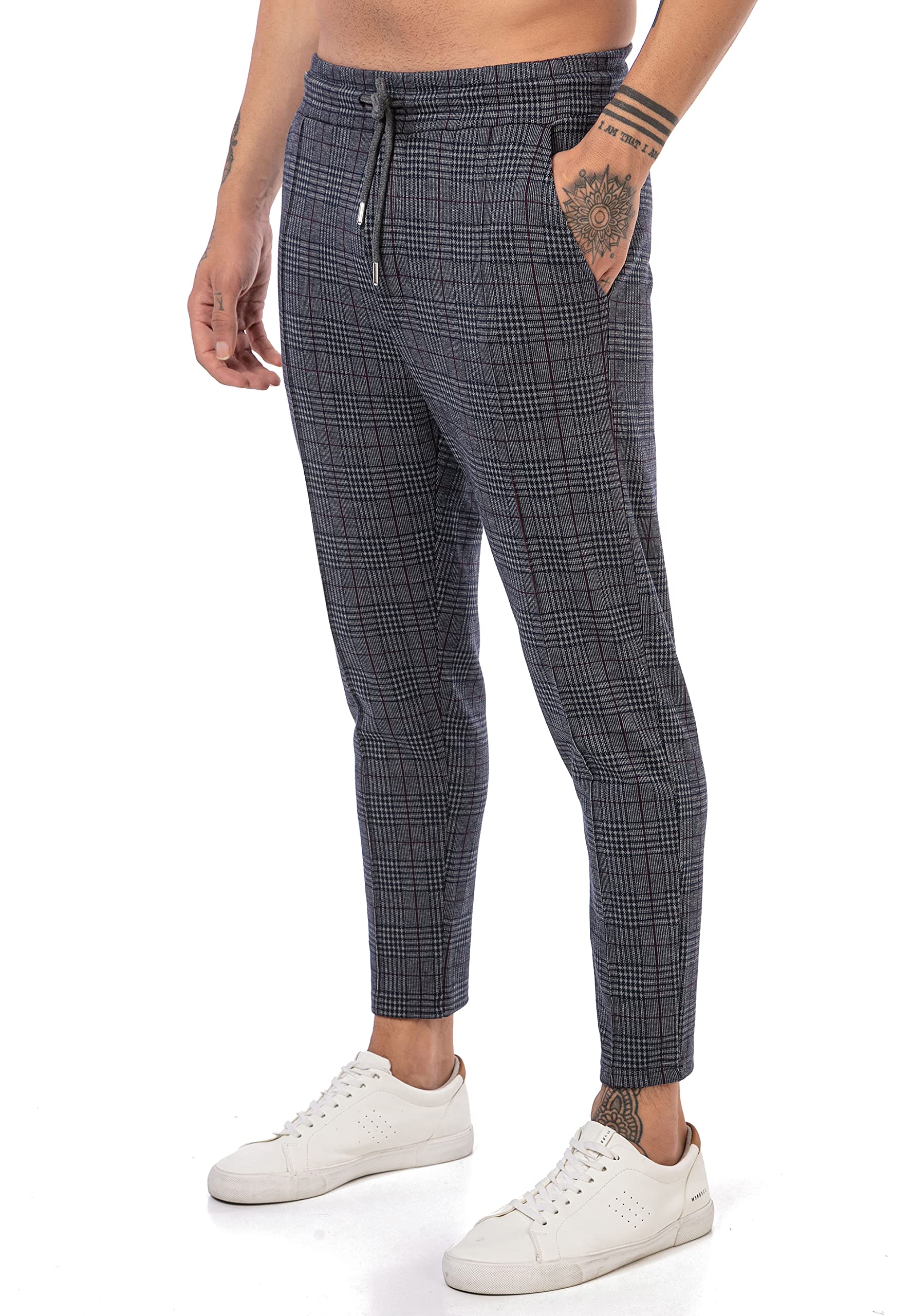redbridge-chino-hose-herren-kariert-grau-mit-gummibund image 7