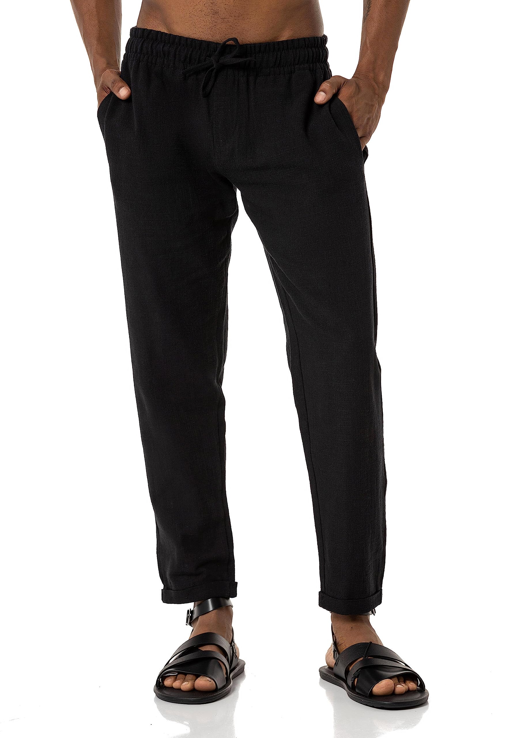 redbridge-leinenhose-freizeithose-herren-schwarz-baumwolle image 8