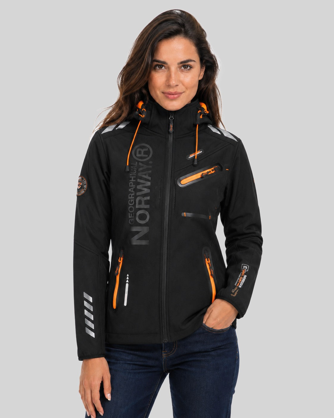 geographical-norway-reine-softshelljacke-damen-schwarz-orange image 7