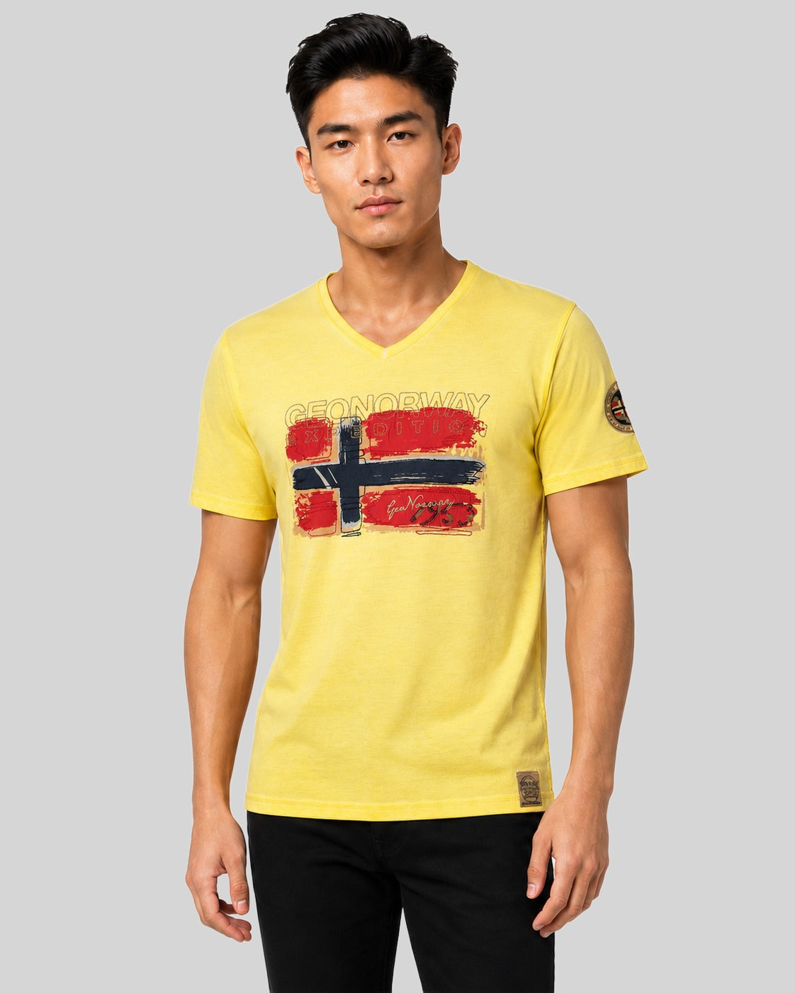 geographical-norway-joasis-t-shirt-herren-mit-v-ausschnitt-und-front-print-somme image 6