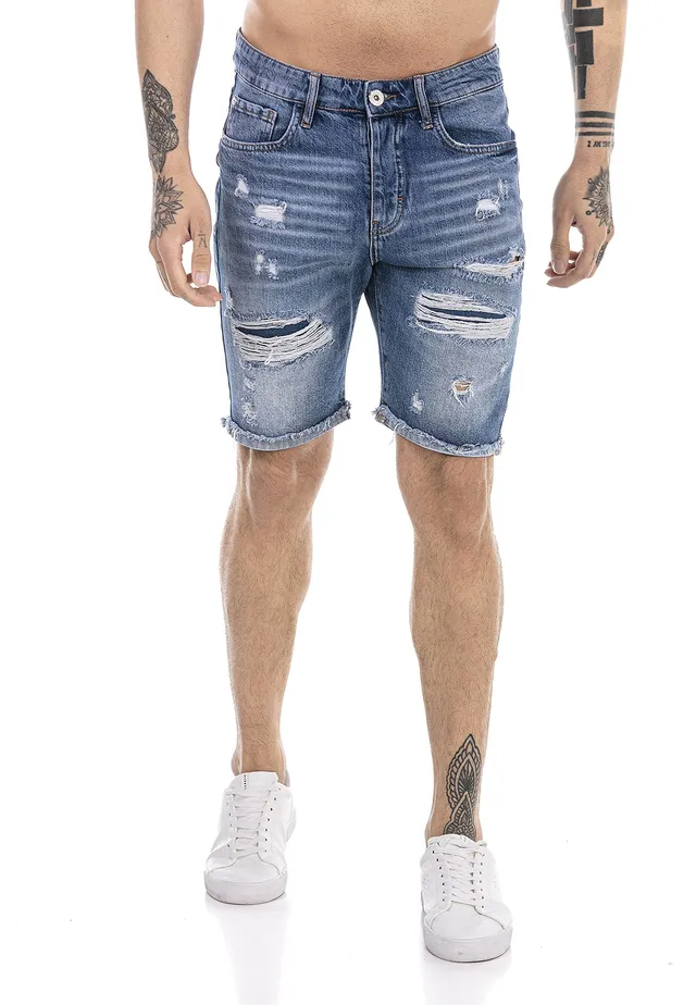 redbridge-shorts-jeans-shorts-denim-blau-baumwolle-destroyed image 1