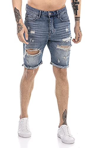 redbridge-shorts-jeans-shorts-herren-denim-blau-2-destroyed-look image 8