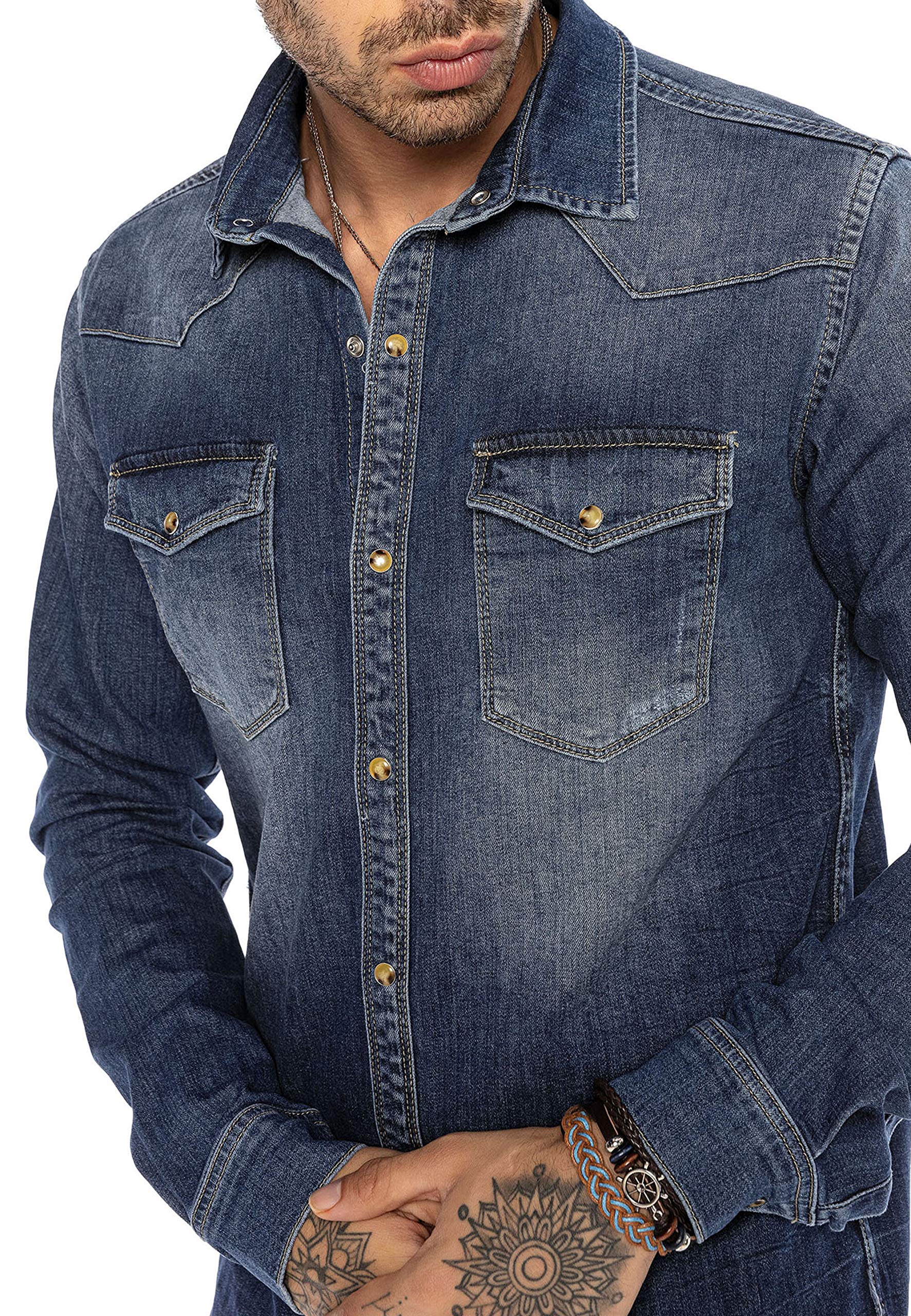 redbridge-premium-denim-jeanshemd-herren-langarm-regular image 3