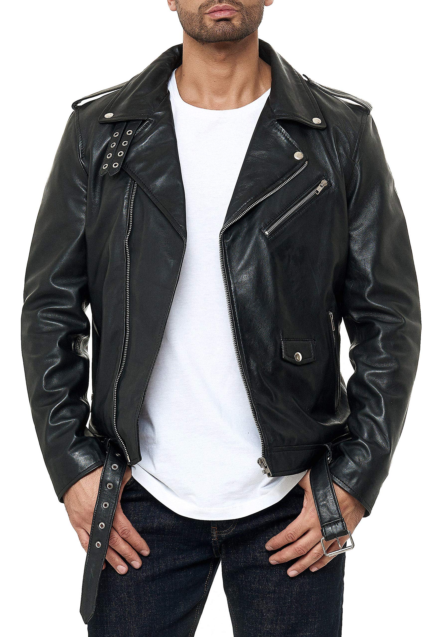redbridge-bikerjacke-herren-echtleder-schwarz-gr-xl image 1