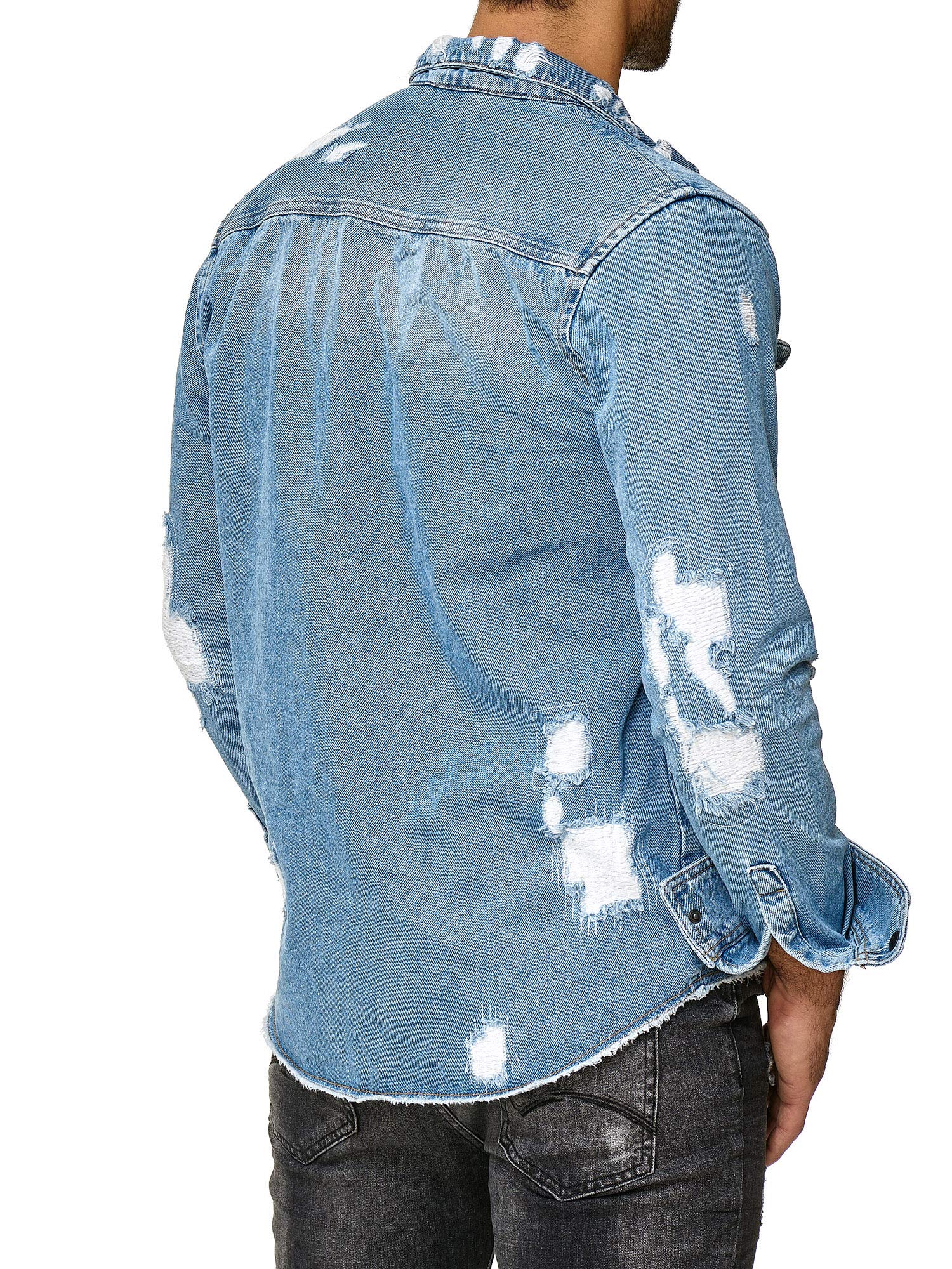 redbridge-jeanshemd-herren-blau-oversized-destroyed-l image 2