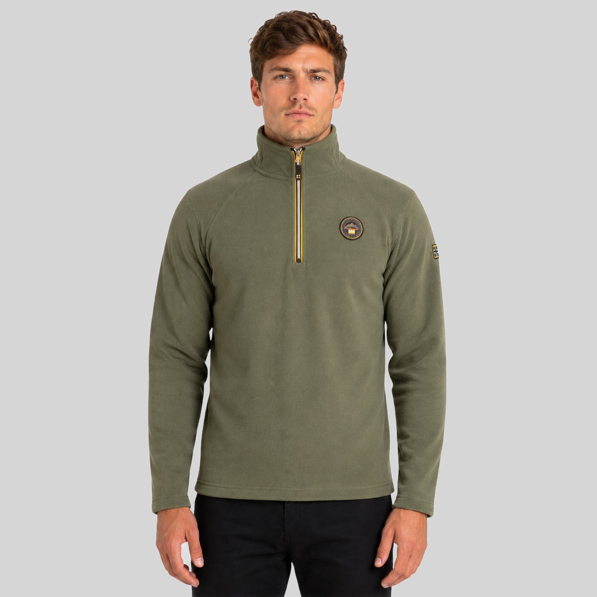 geographical-norway-tugim-hz-fleecepullover-herren-kaki-zip image 1