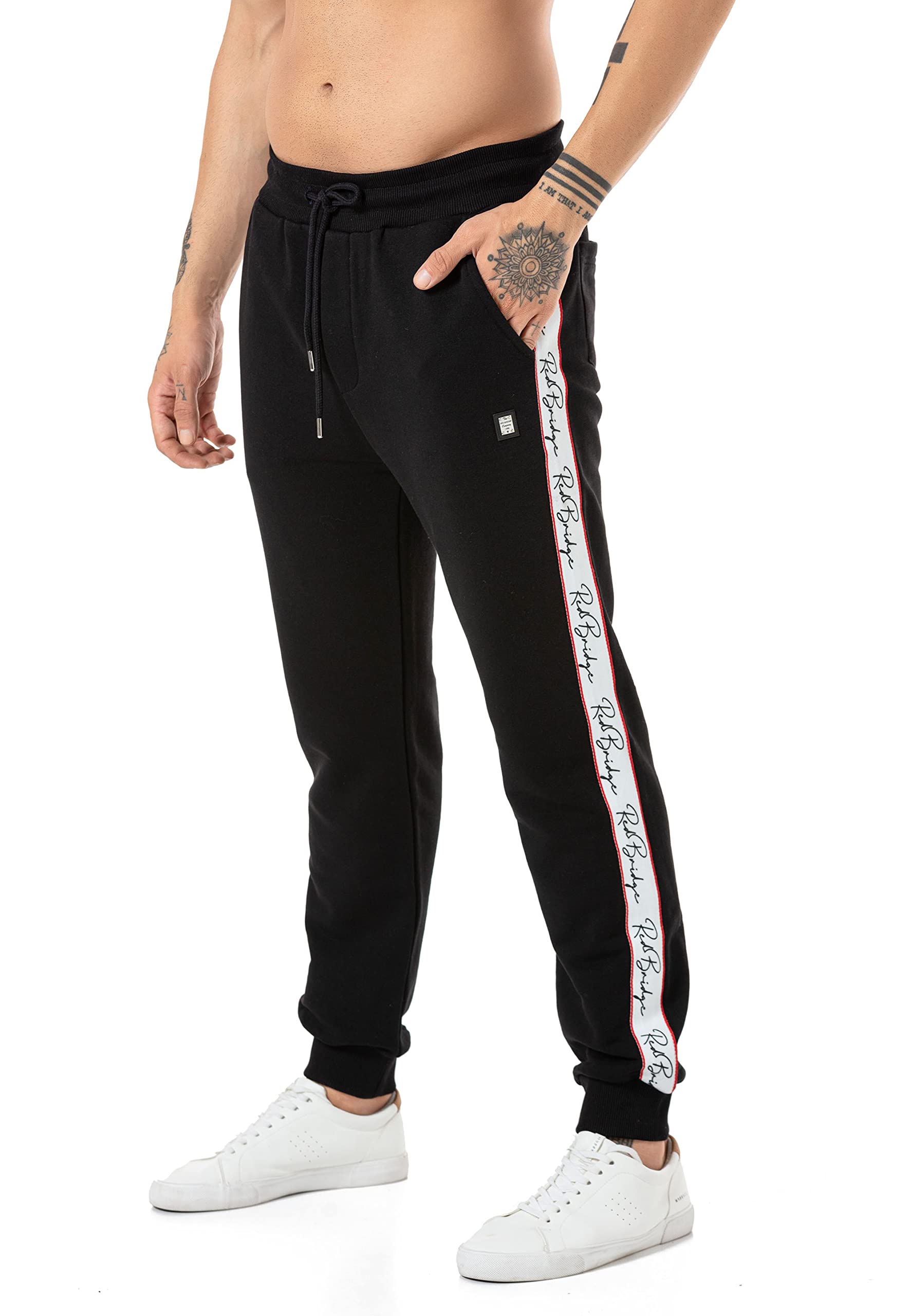 redbridge-hosen-jogginghose-sweatpants-schwarz-l-mit-streifen image 4