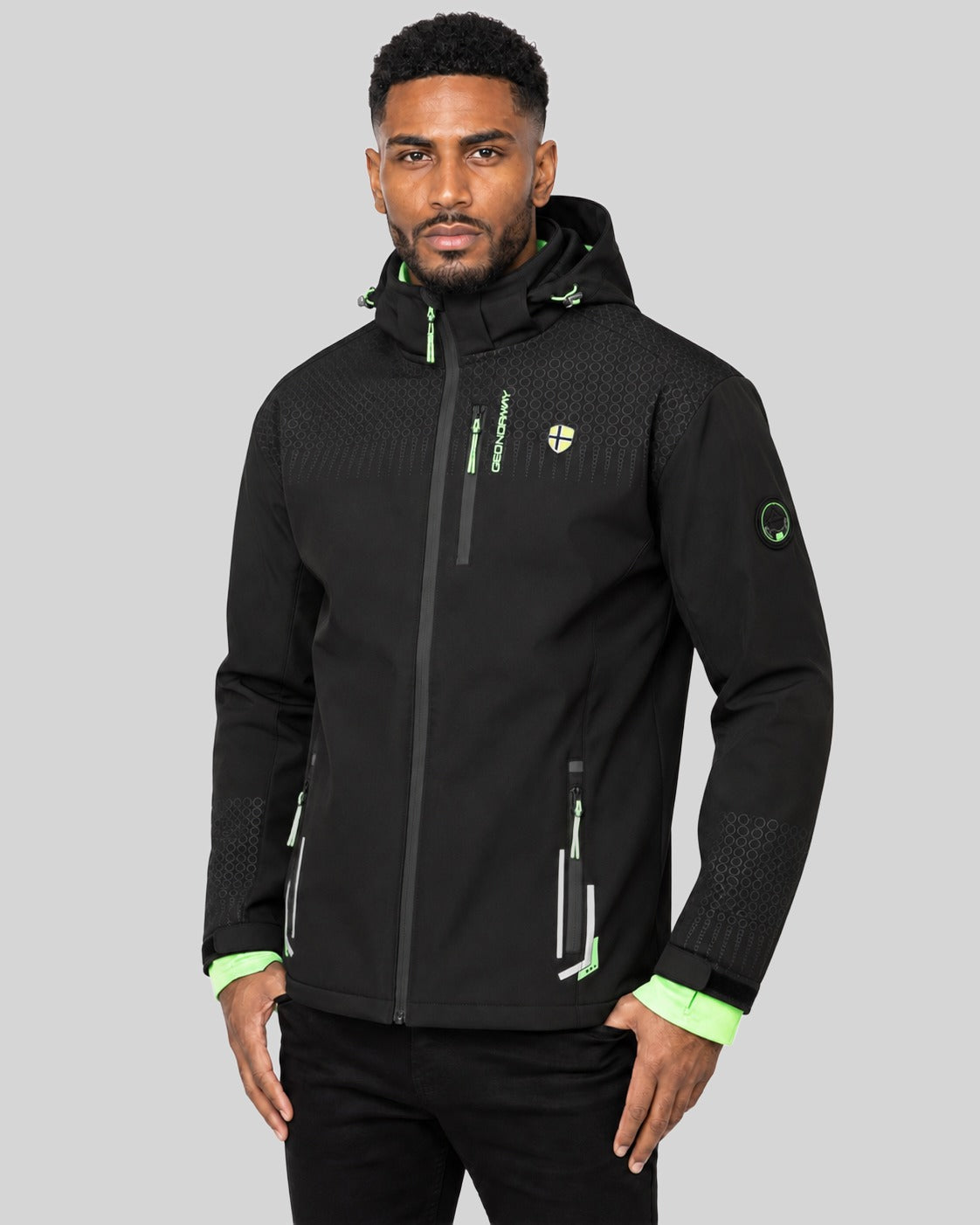 geographical-norway-trelino-herren-softshelljacke-schwarz-gr-n-kapuze image 6