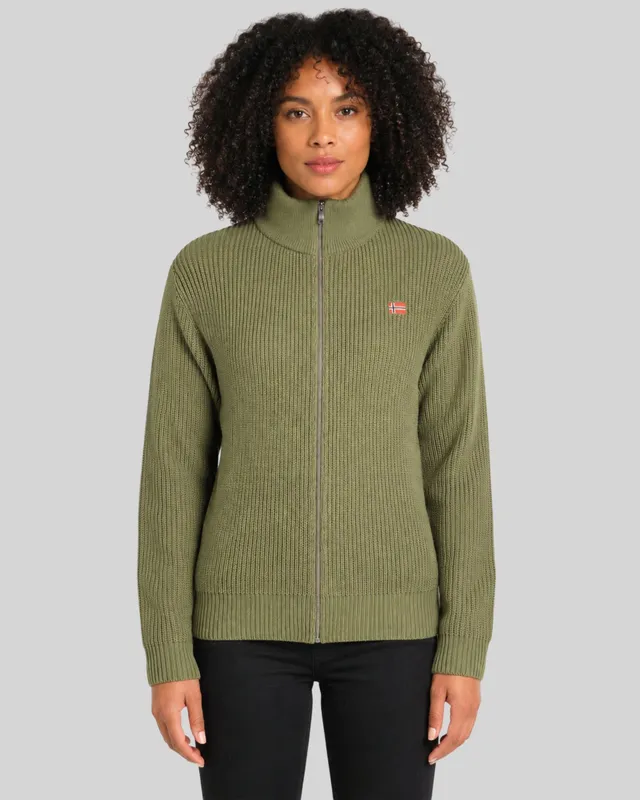 geographical-norway-flexibus-damen-strickjacke-olive-mit-kapuze image 1