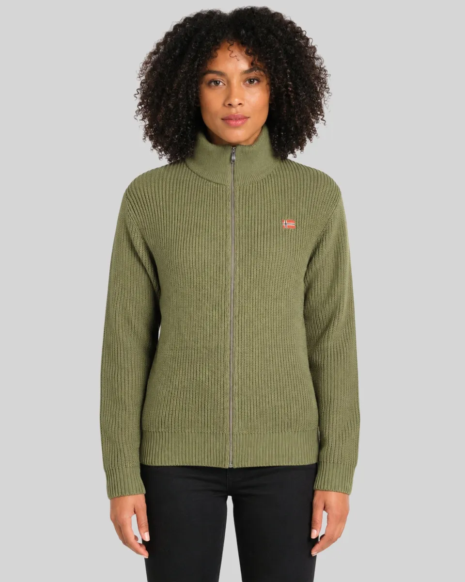 geographical-norway-flexibus-damen-strickjacke-olive-mit-kapuze image 1
