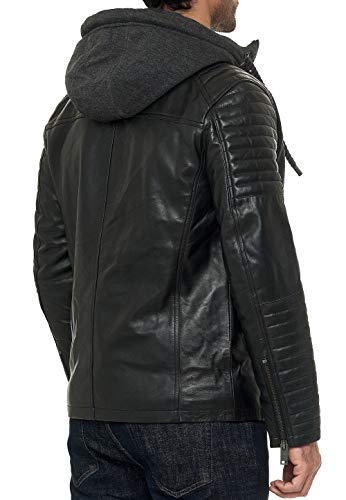 redbridge-lederjacke-herren-biker-echtleder-schwarz-mit-kapuze image 8