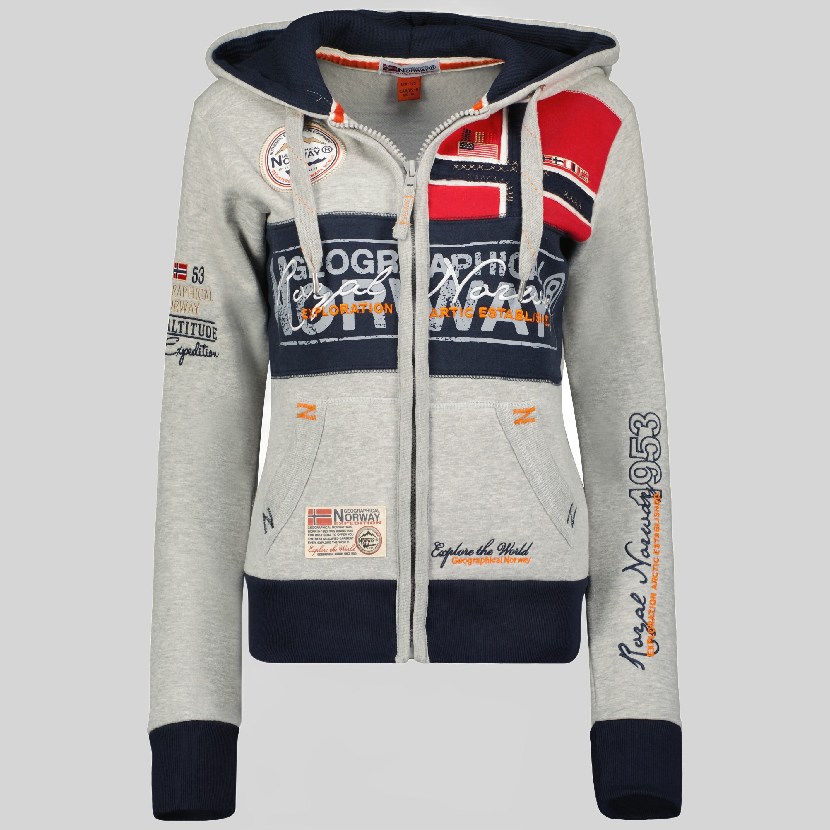 geographical-norway-flyer-damen-sweatshirt-hellgrau-kapuze image 3