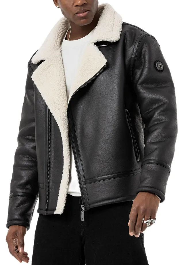 redbridge-balboa-fliegerjacke-kunstleder-herren-fellkragen image 1