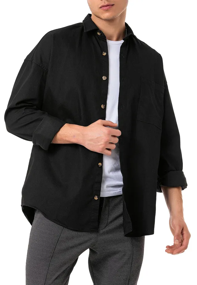 redbridge-jeanshemd-denim-herren-schwarz-baumwolle image 1