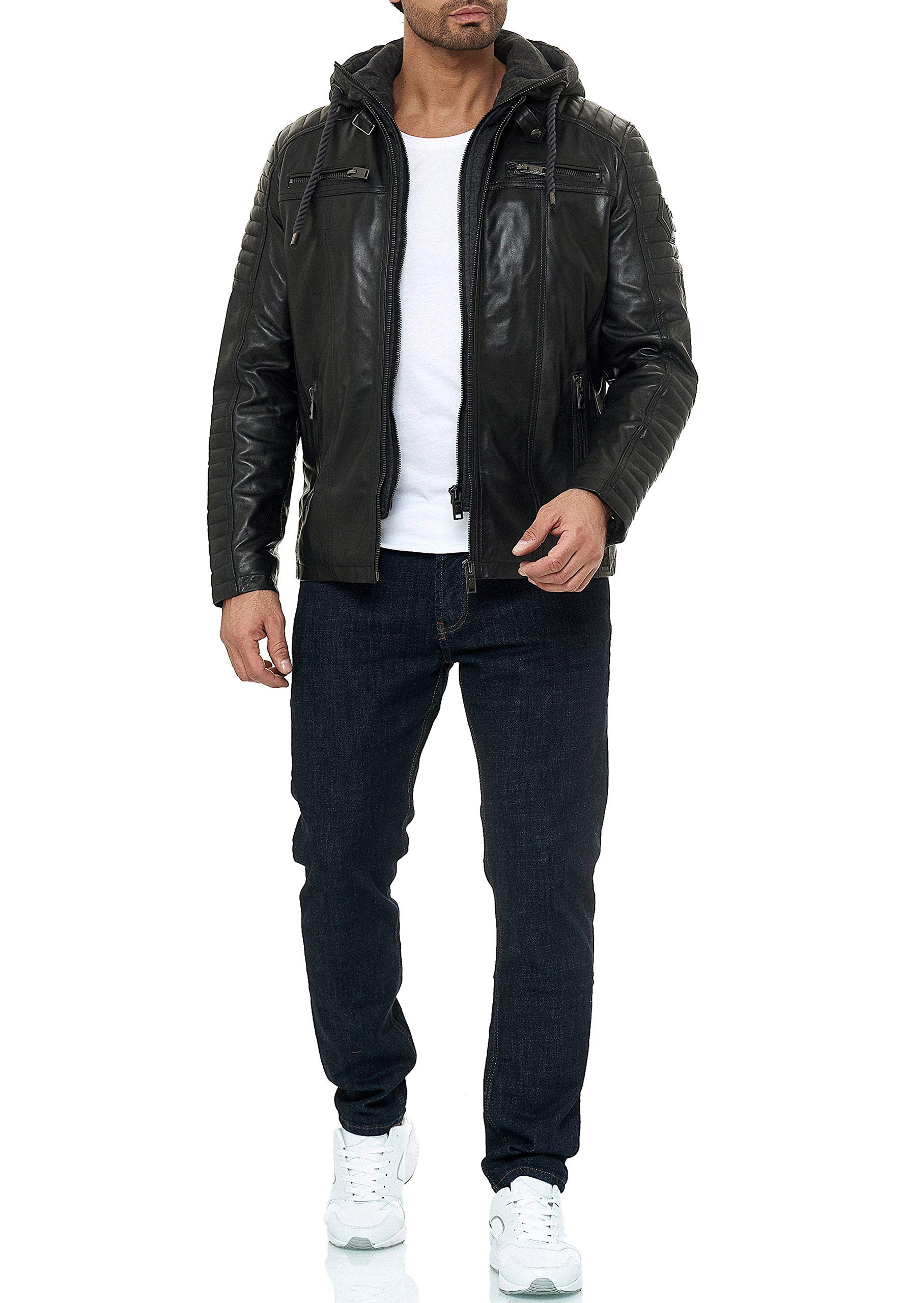 redbridge-lederjacke-herren-biker-echtleder-schwarz-mit-kapuze image 5
