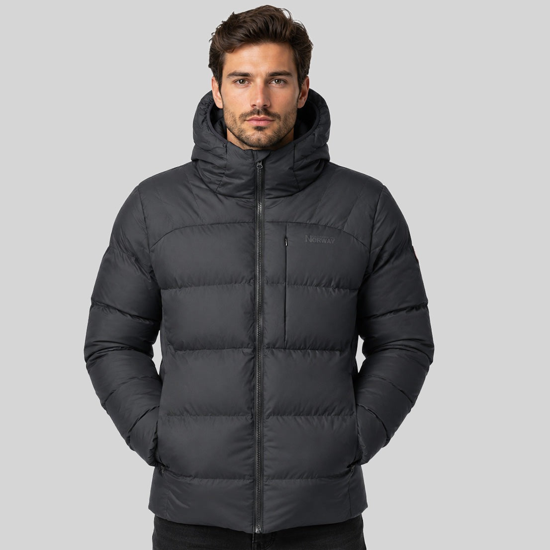 geographical-norway-bicross-herren-daunenjacke-schwarz-kapuze image 1