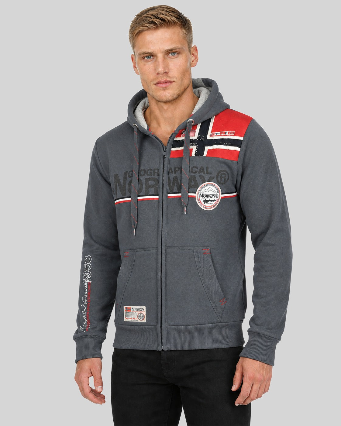 geographical-norway-faponie-herren-hoodie-dunkelgrau-kapuze image 1