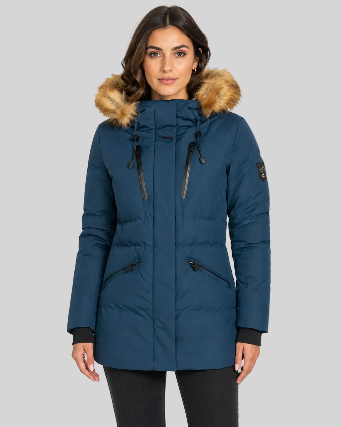 geographical-norway-crown-damen-parka-marine-mit-fellkapuze image 1