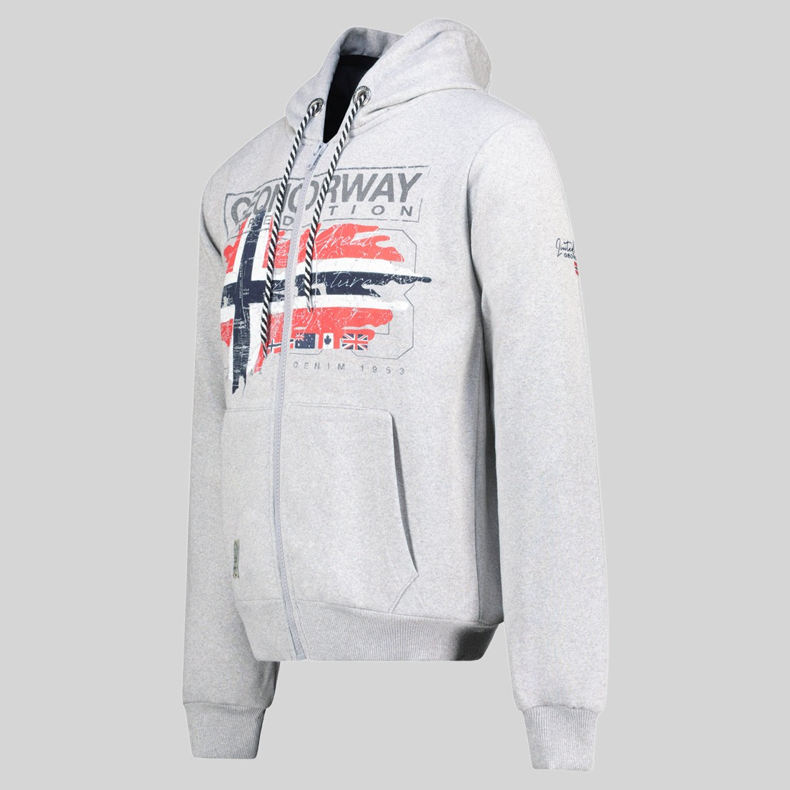 geographical-norway-grusty-herren-hoodie-hellgrau-print image 3