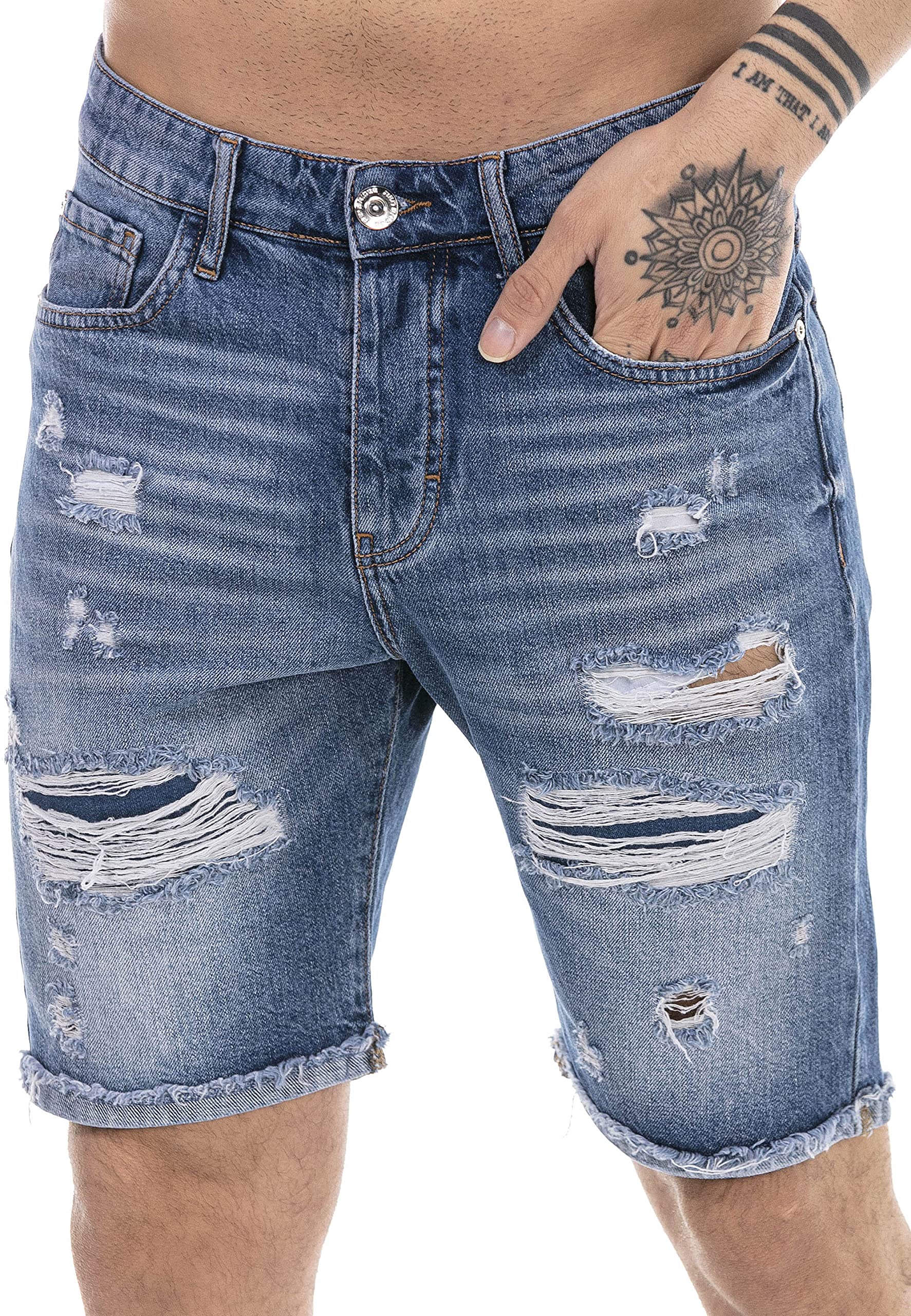 redbridge-shorts-jeans-shorts-denim-blau-baumwolle-destroyed image 6