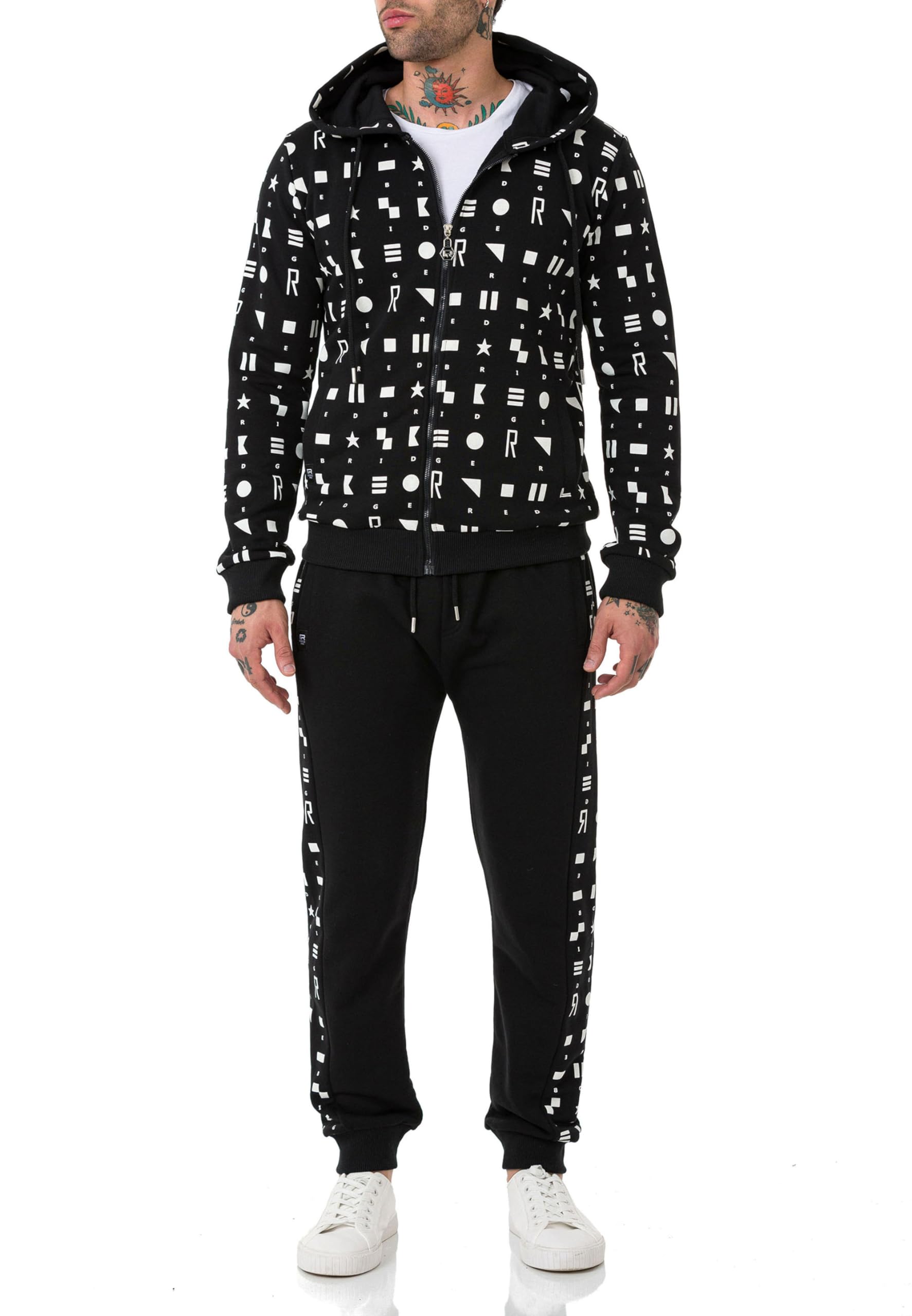 redbridge-jogginganzug-herren-muster-kapuzenjacke-hose-schwarz image 1