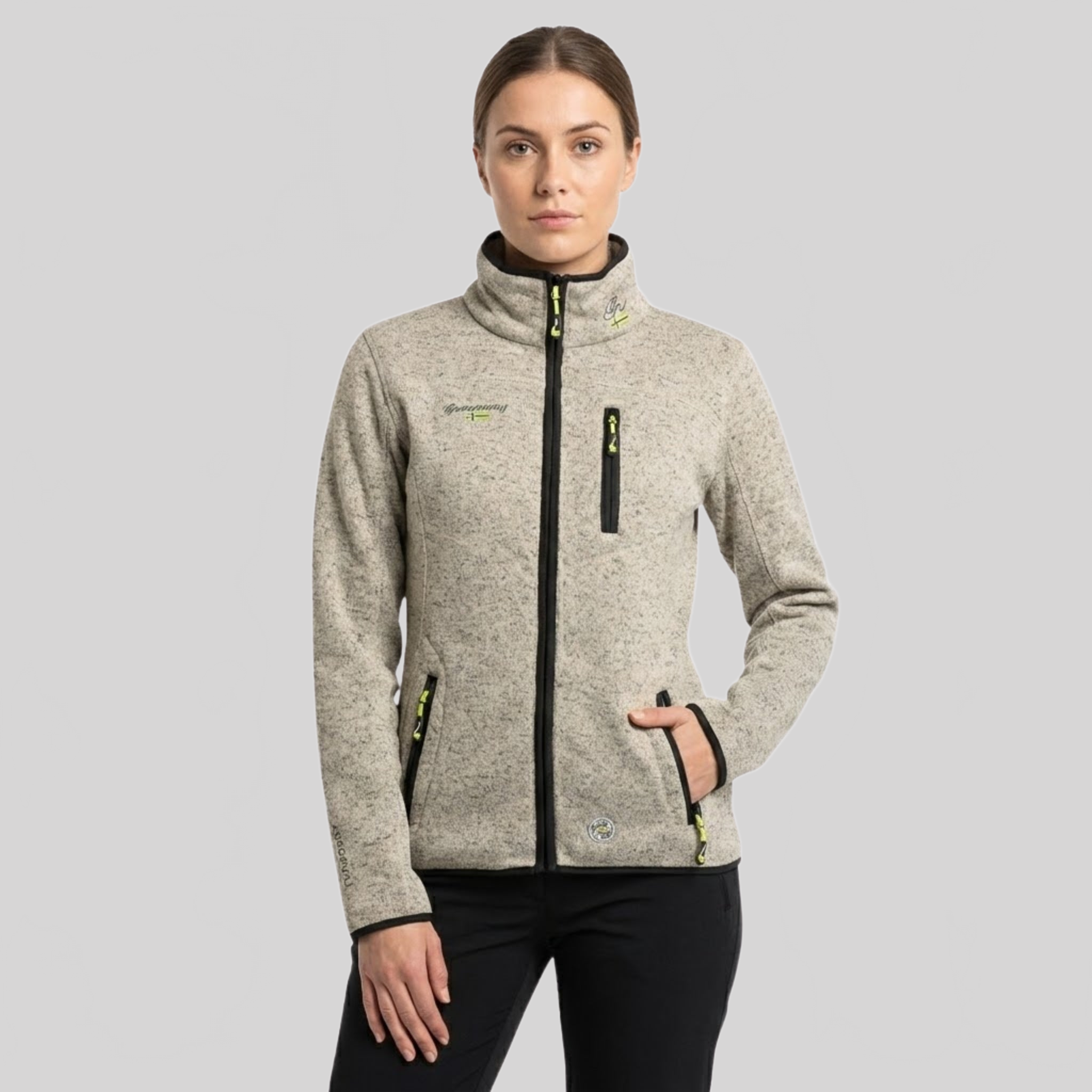 geographical-norway-teden-damen-fleecejacke-hellgrau-mit-brusttasche image 1