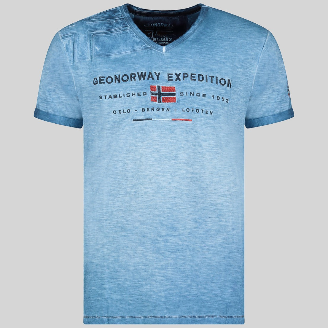 geographical-norway-jiwash-herren-t-shirt-blau-v-ausschnitt image 3