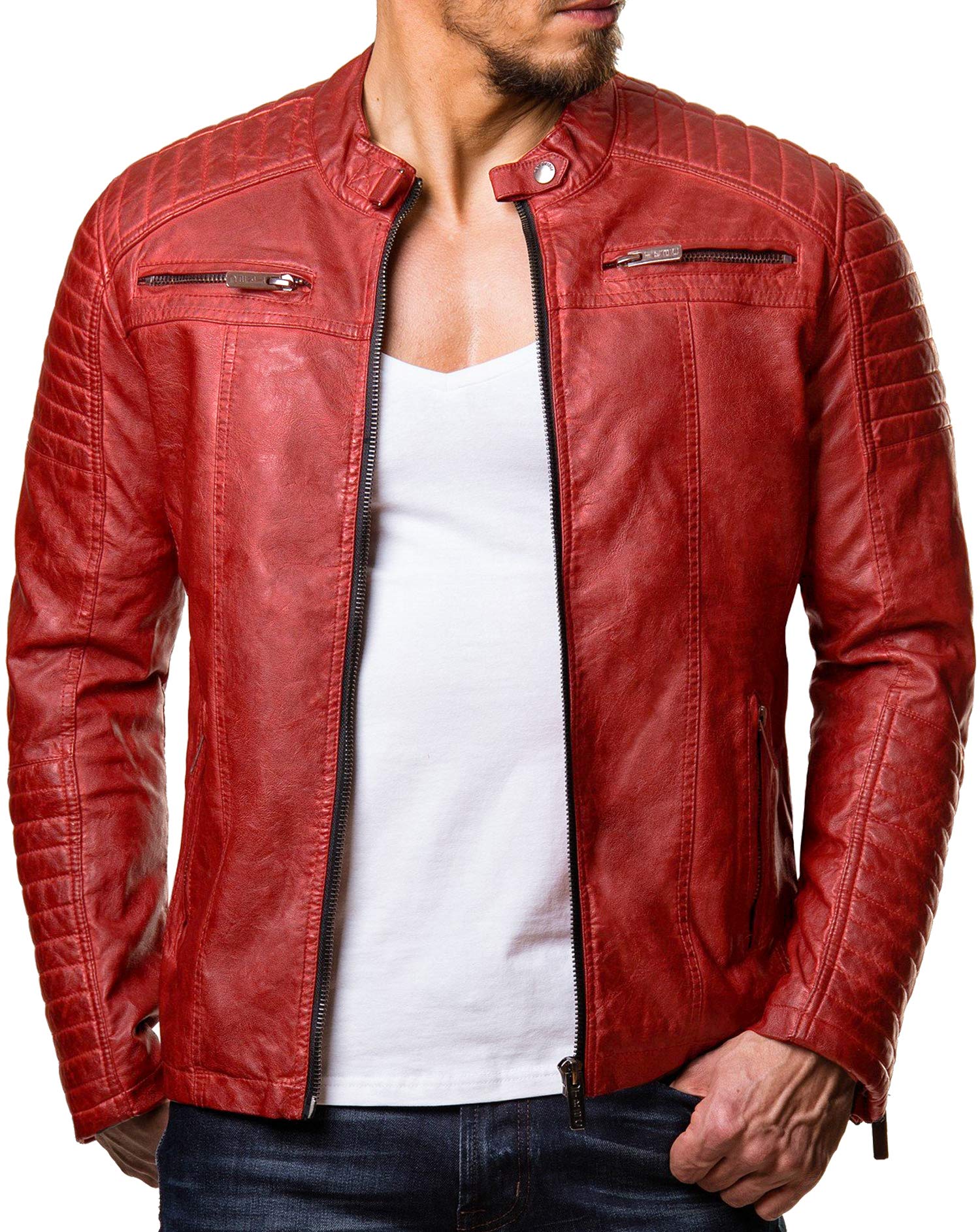 redbridge-m6013-bikerjacke-herren-kunstleder-rot-m-steppung image 1