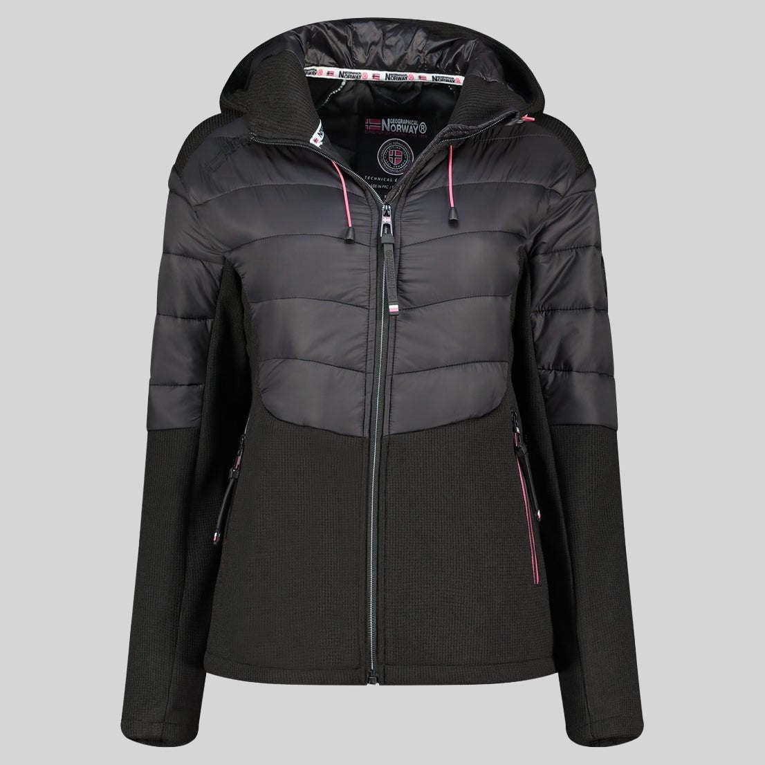 geographical-norway-trendy-fleecejacke-damen-schwarz-xl-mit-kapuze image 1
