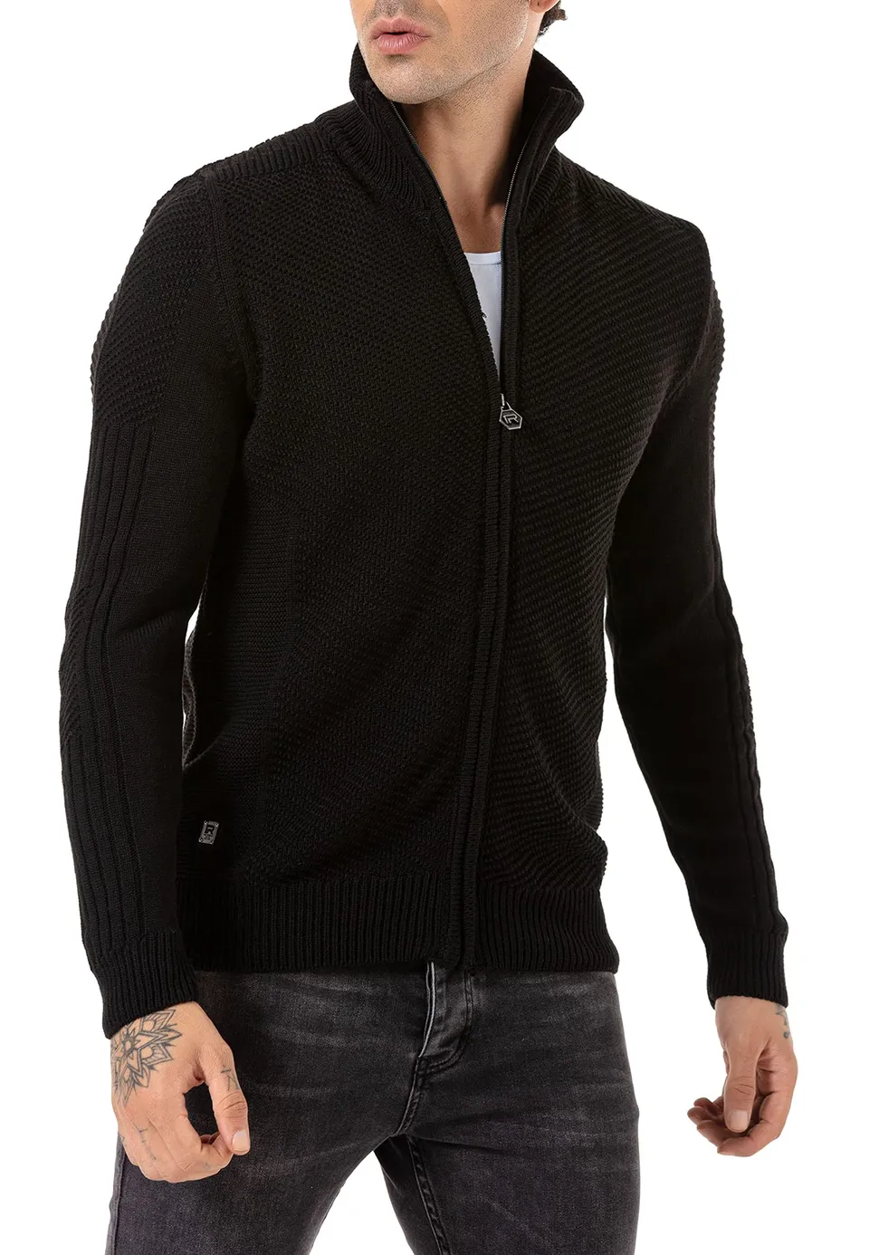 redbridge-cardigans-herren-strickjacke-rei-verschluss-grau image 1